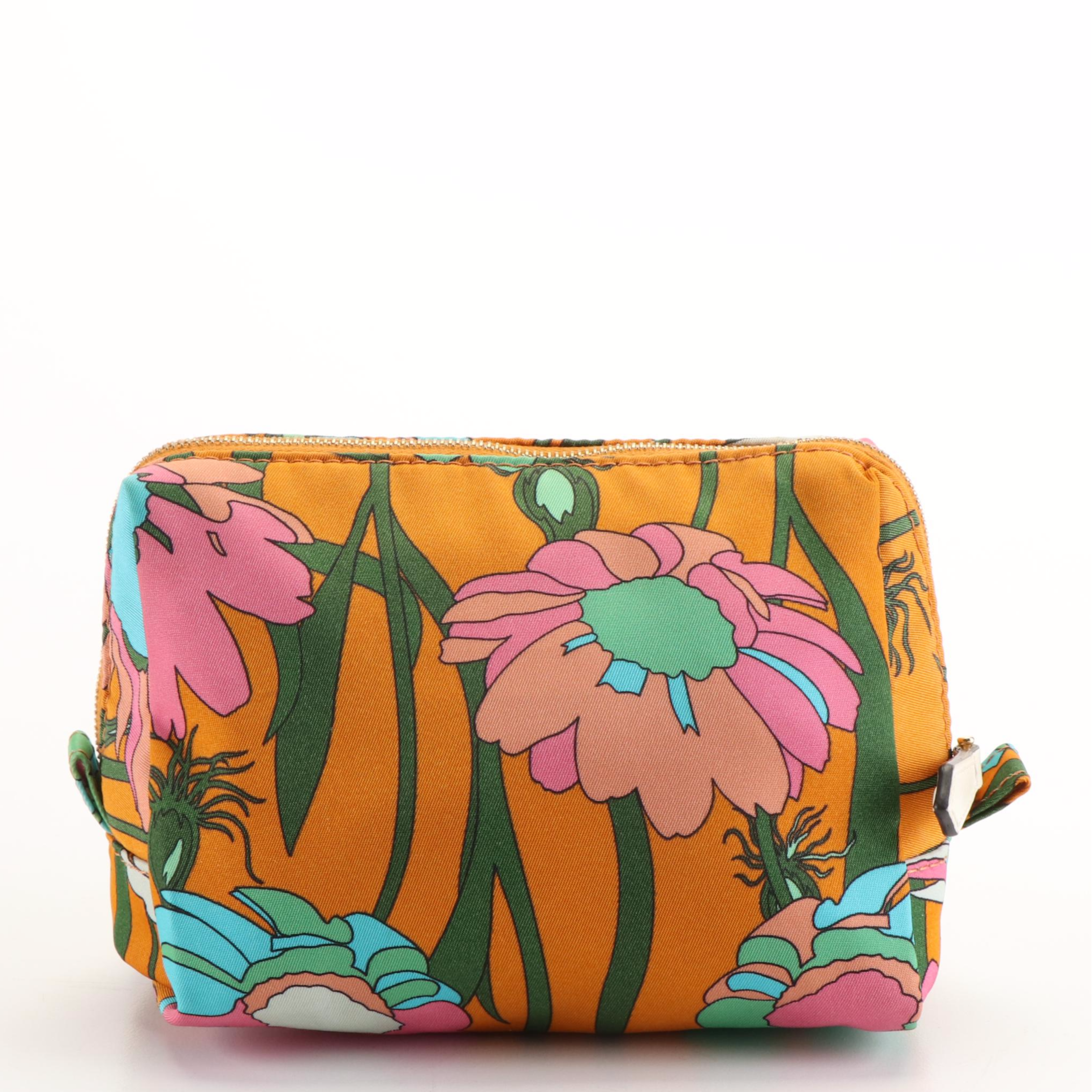 Fendi Caramel Multi Colored Floral Cosmetic Bag