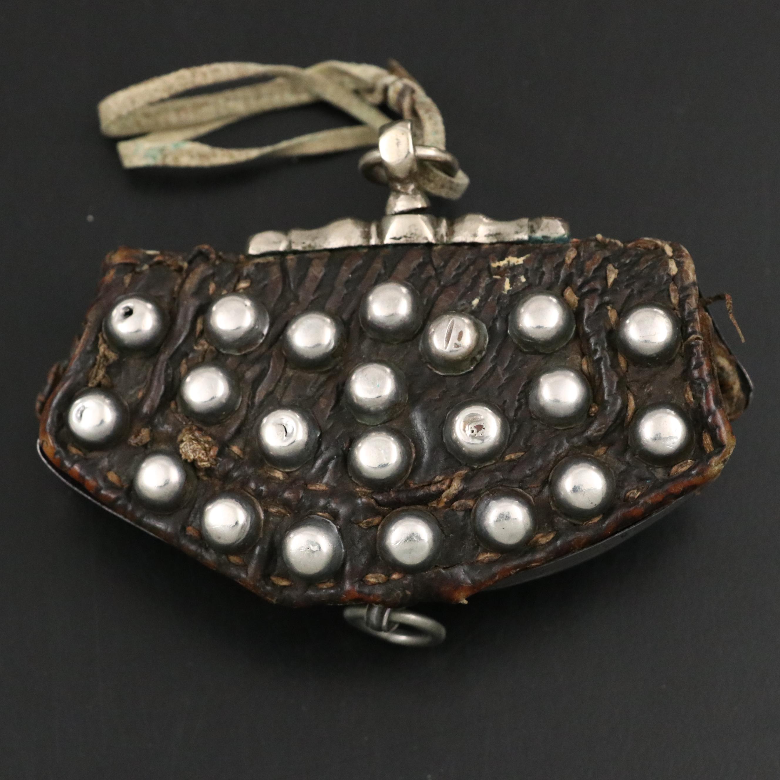 Antique Tibetan 800 Silver Coral Mechak Flint Pouch