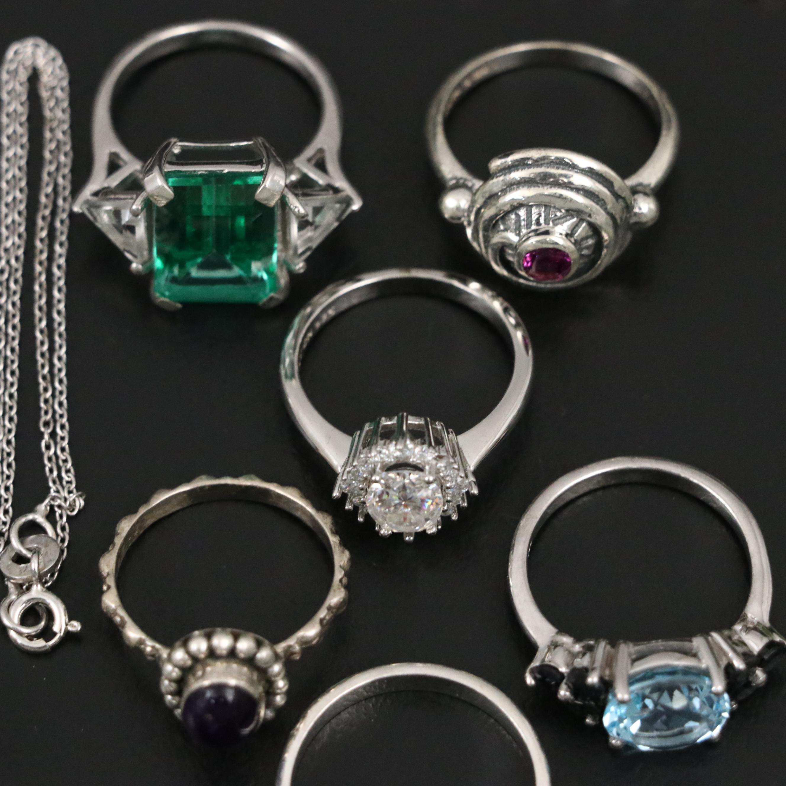 17 Assorted Sterling Silver Bracelets, Earrings, Necklaces, Pendants, and Rings