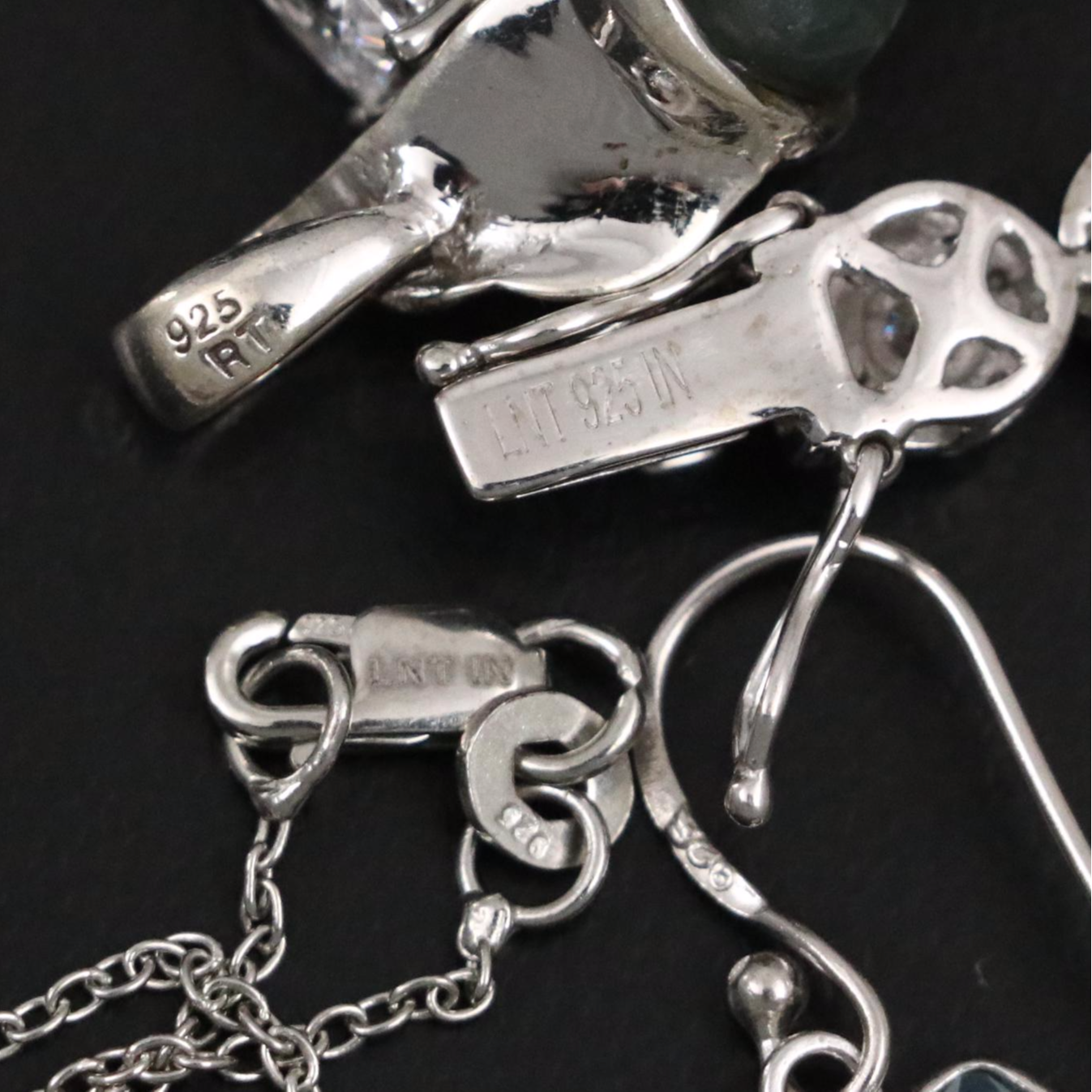 17 Assorted Sterling Silver Bracelets, Earrings, Necklaces, Pendants, and Rings