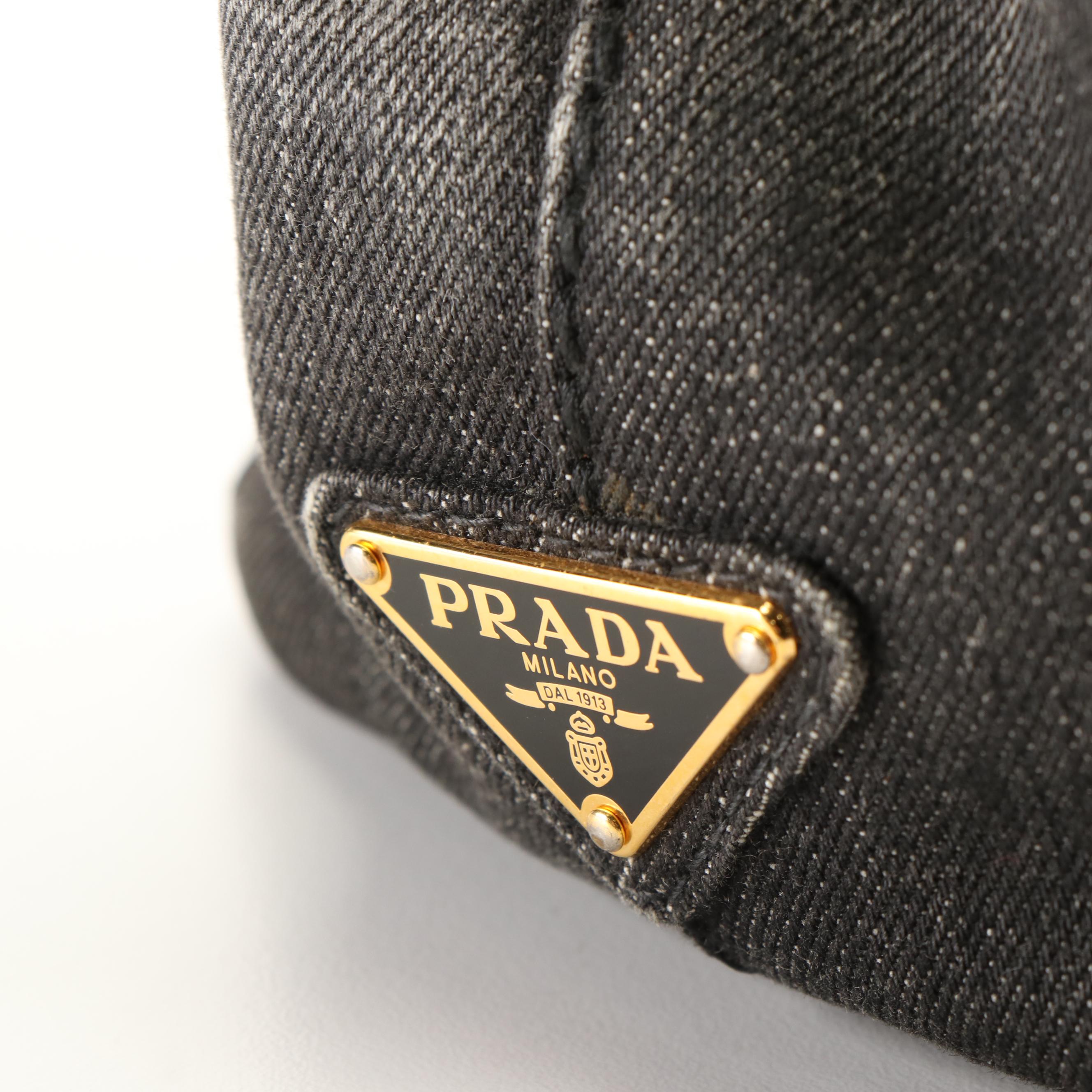 Prada Canapa Logo Tote Bag in Blue Denim