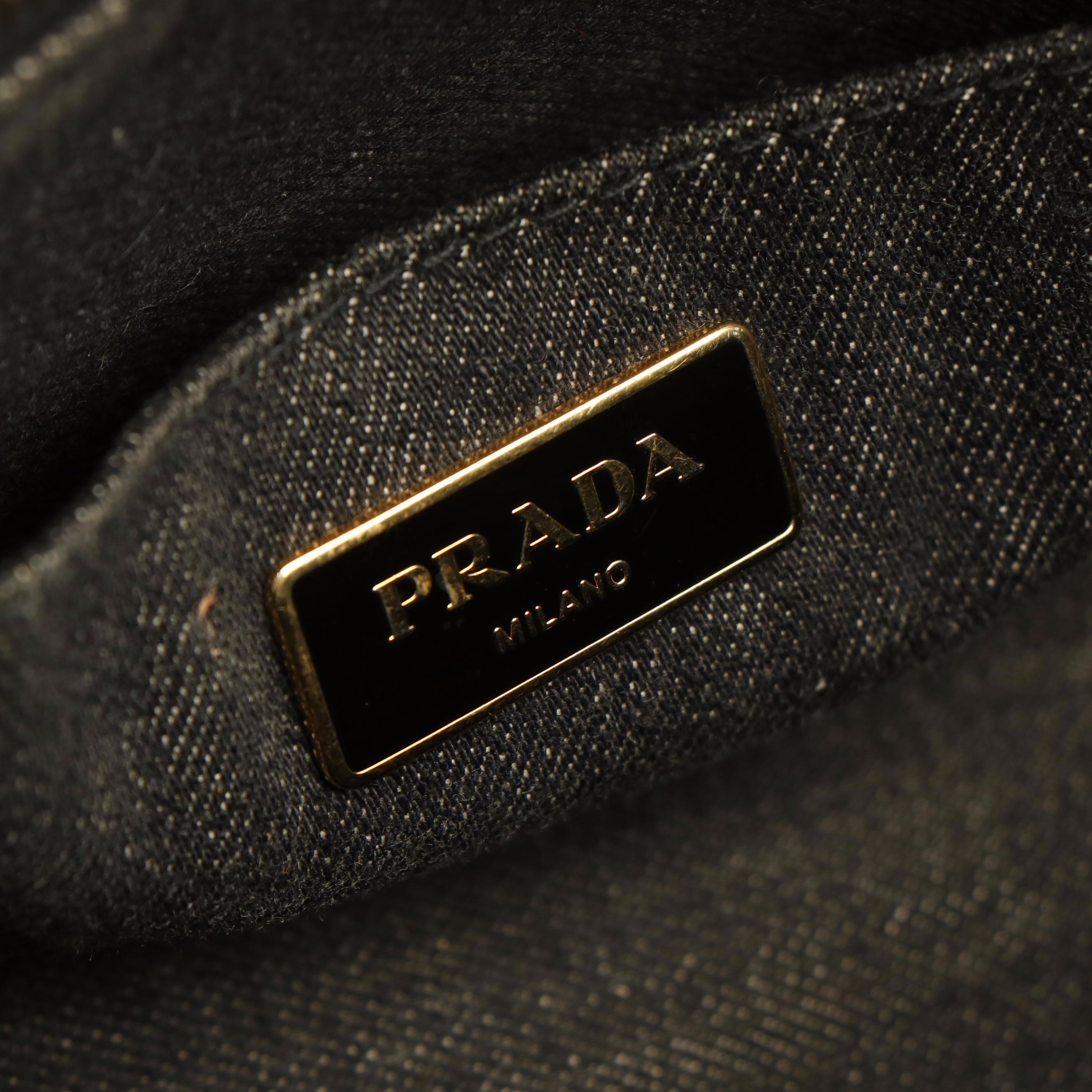 Prada Canapa Logo Tote Bag in Blue Denim