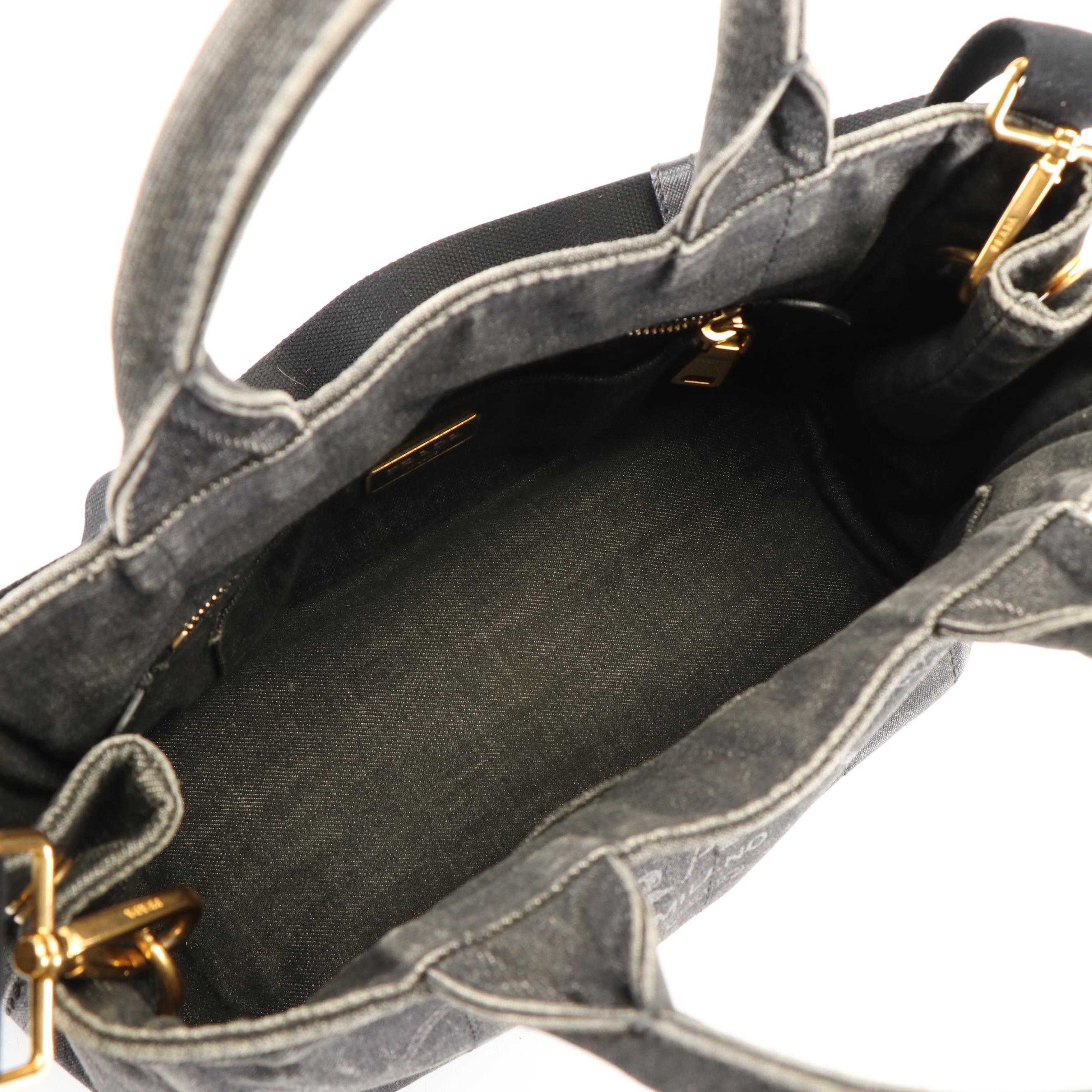 Prada Canapa Logo Tote Bag in Blue Denim