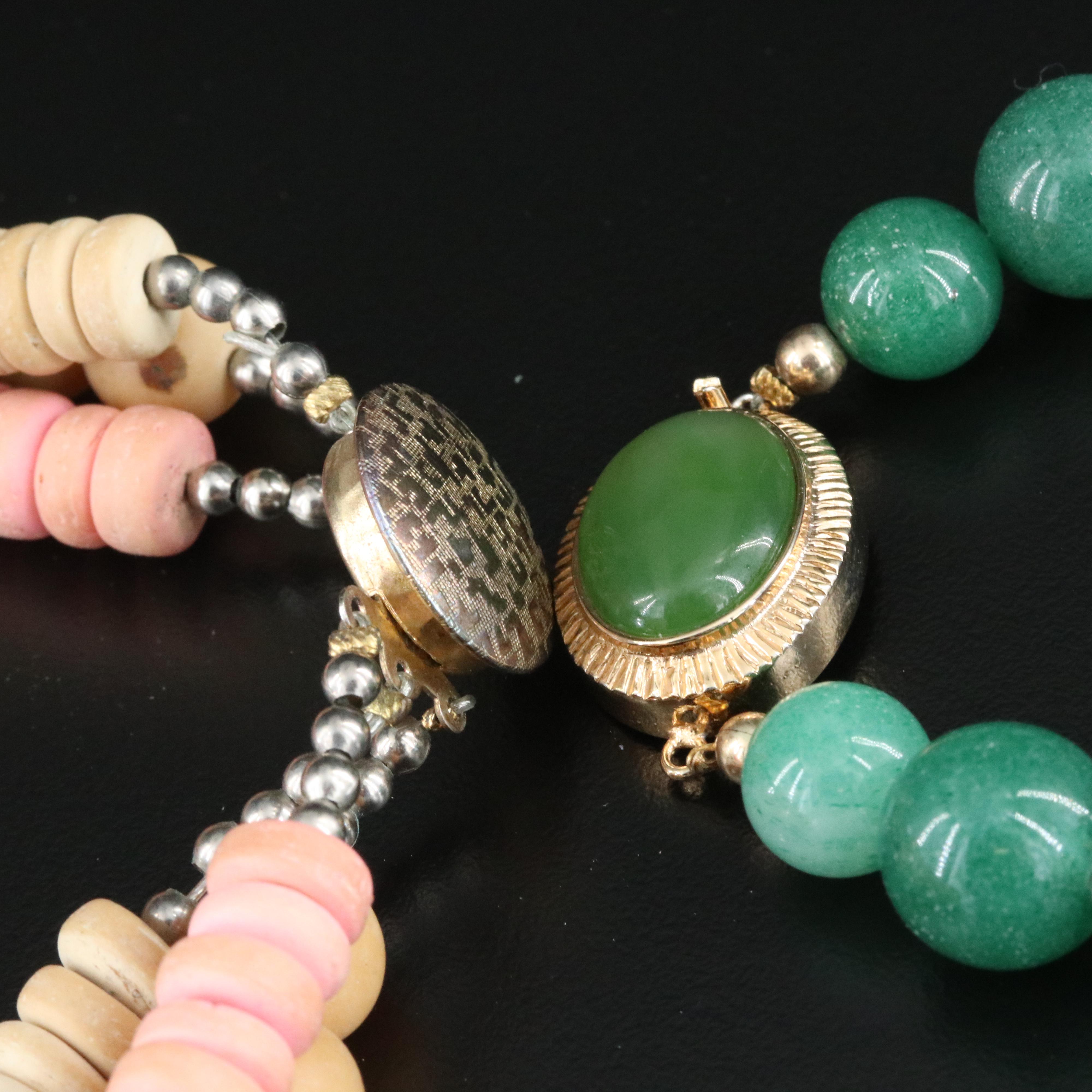 Ceramic Pendant Necklaces Including Aventurine and Carnelian