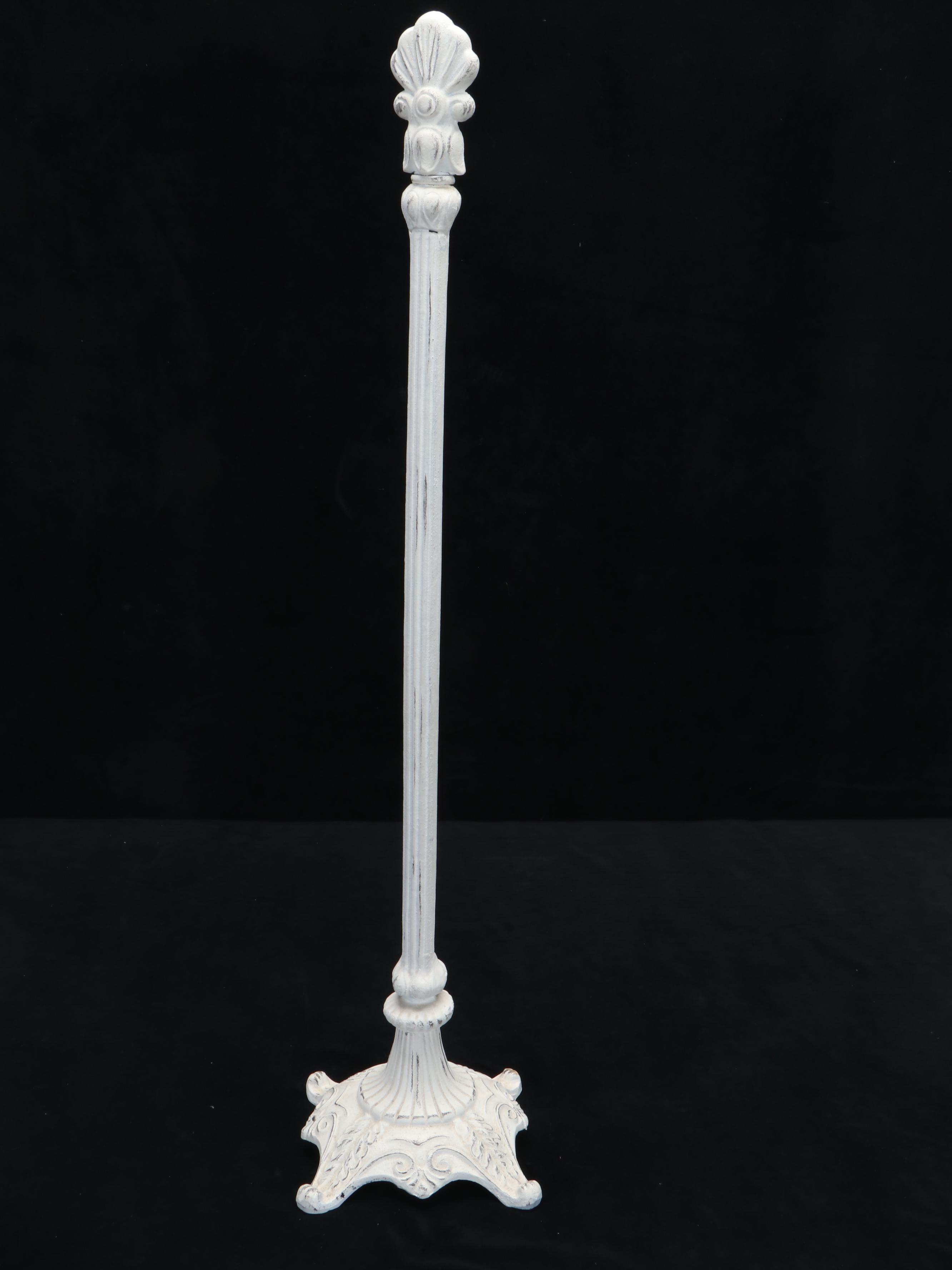 White Distressed Finished Iron Wreath Holder Stand