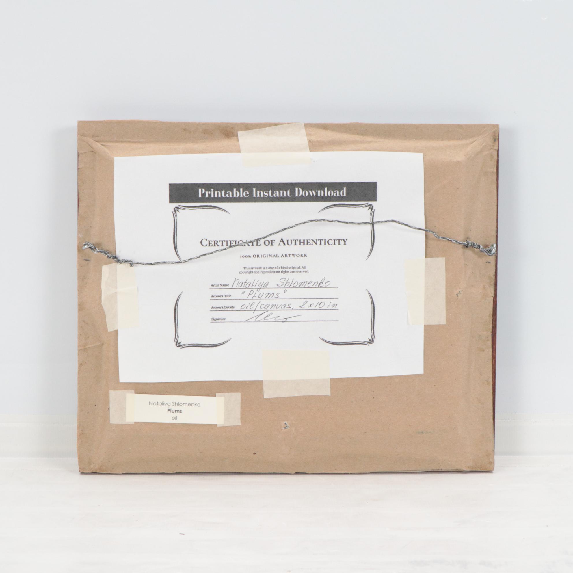 Nataliya Shlomenko Still Life Oil Painting "Plums," 21st Century