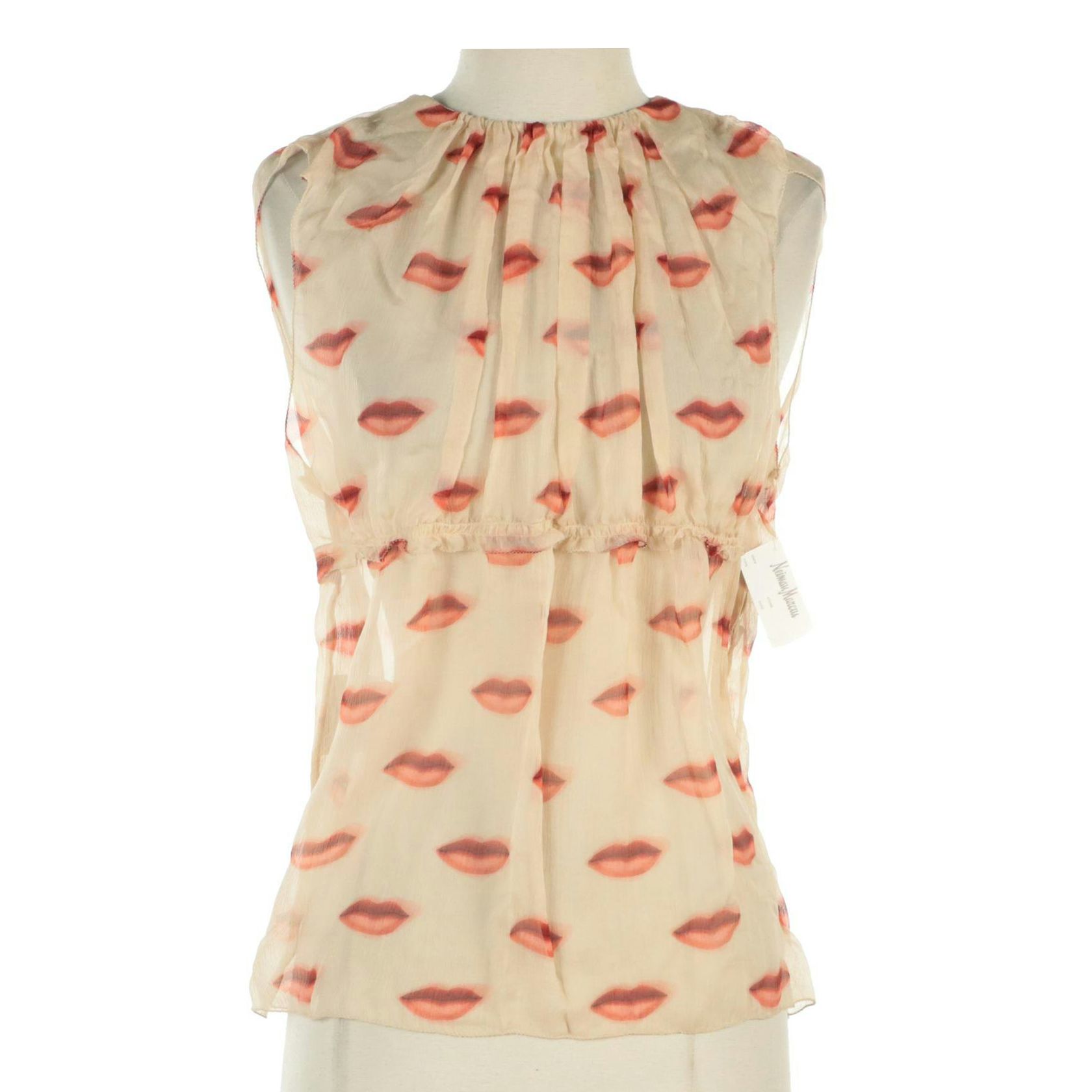 Prada Lip Print Silk Sleeveless Blouse from Neiman Marcus, New with Tag