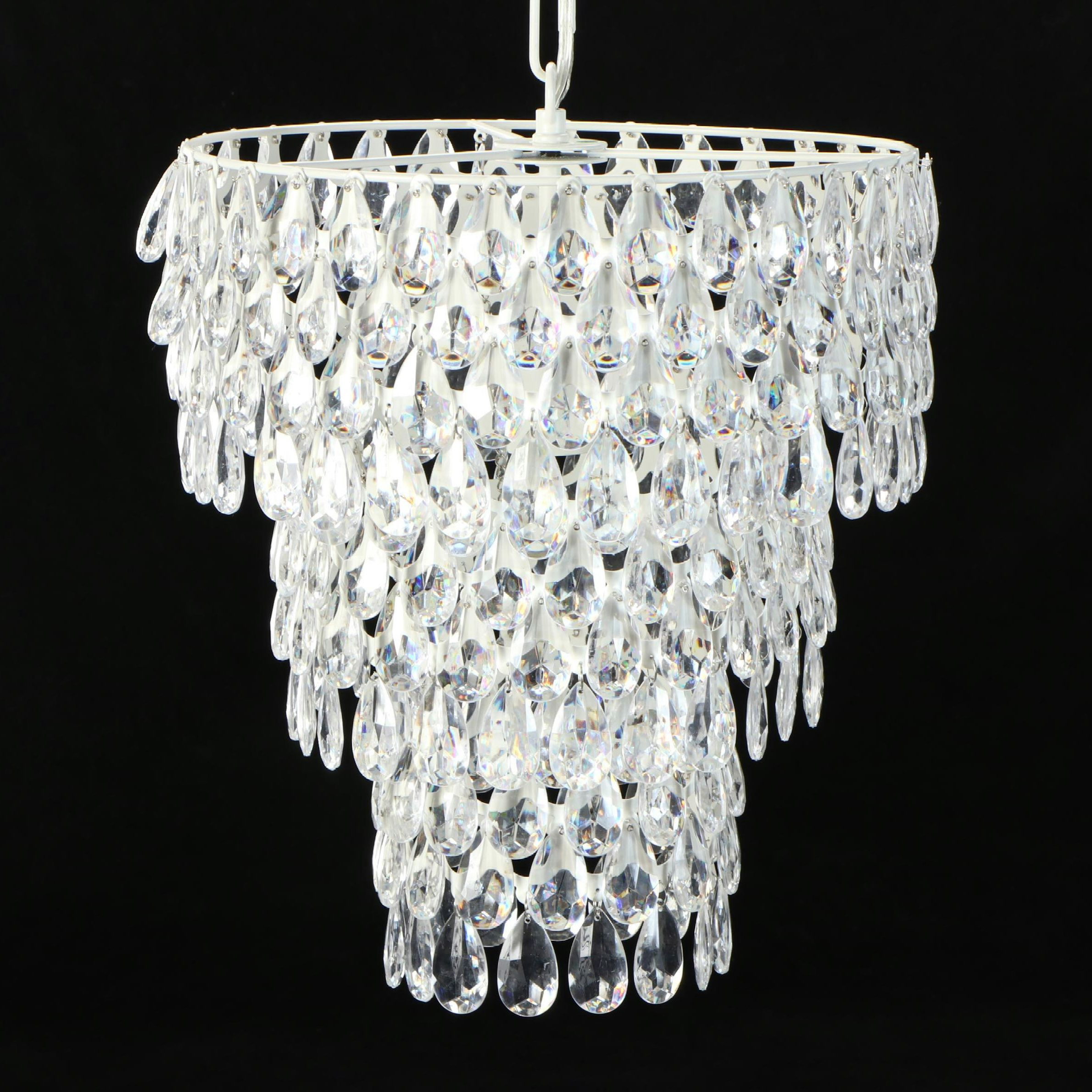 Contemporary Teardrop Prism Three-Tier Pendant Light