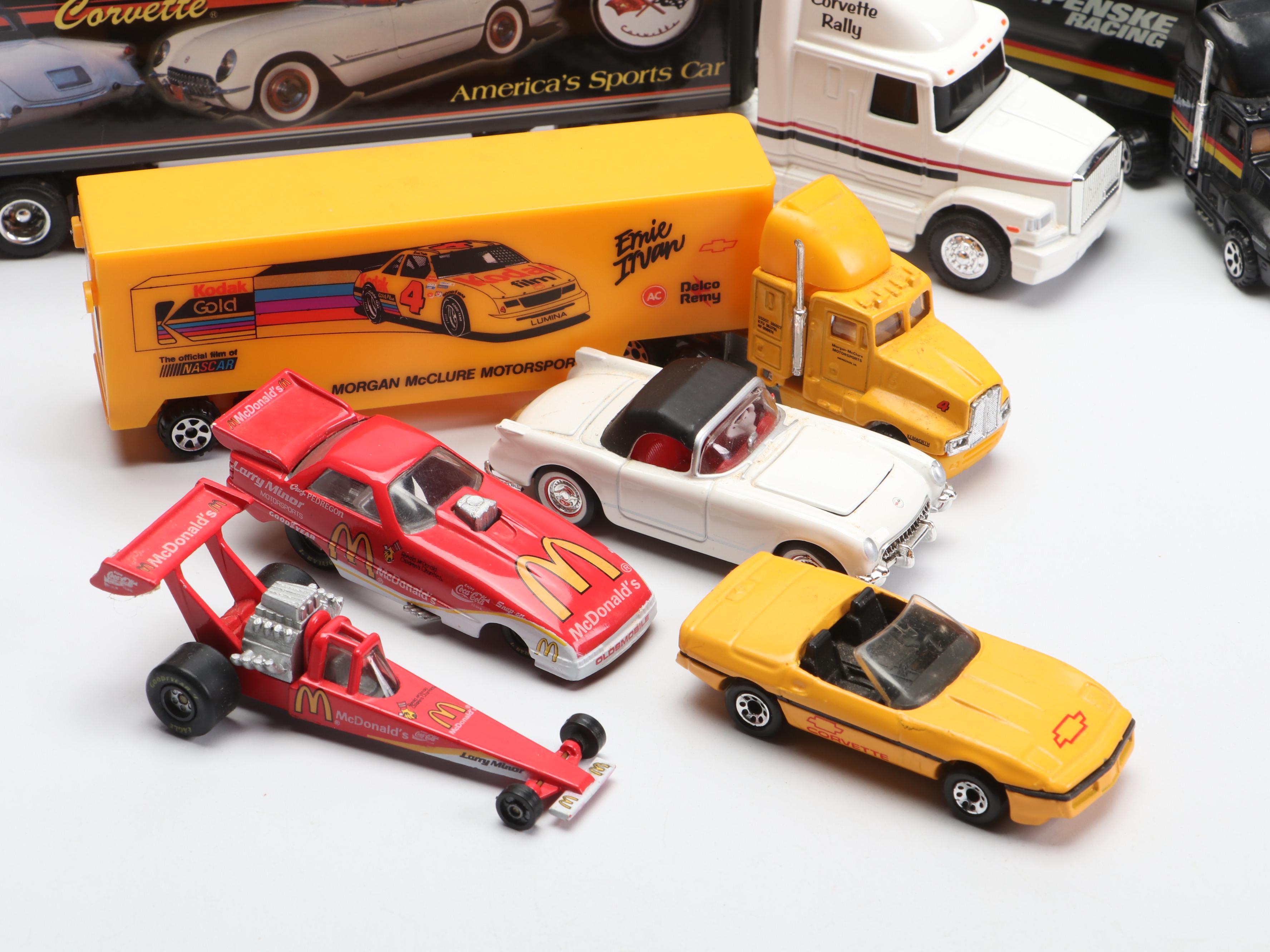 NASCAR Tony Stewart Model Semi Truck with Other Semis and Racers