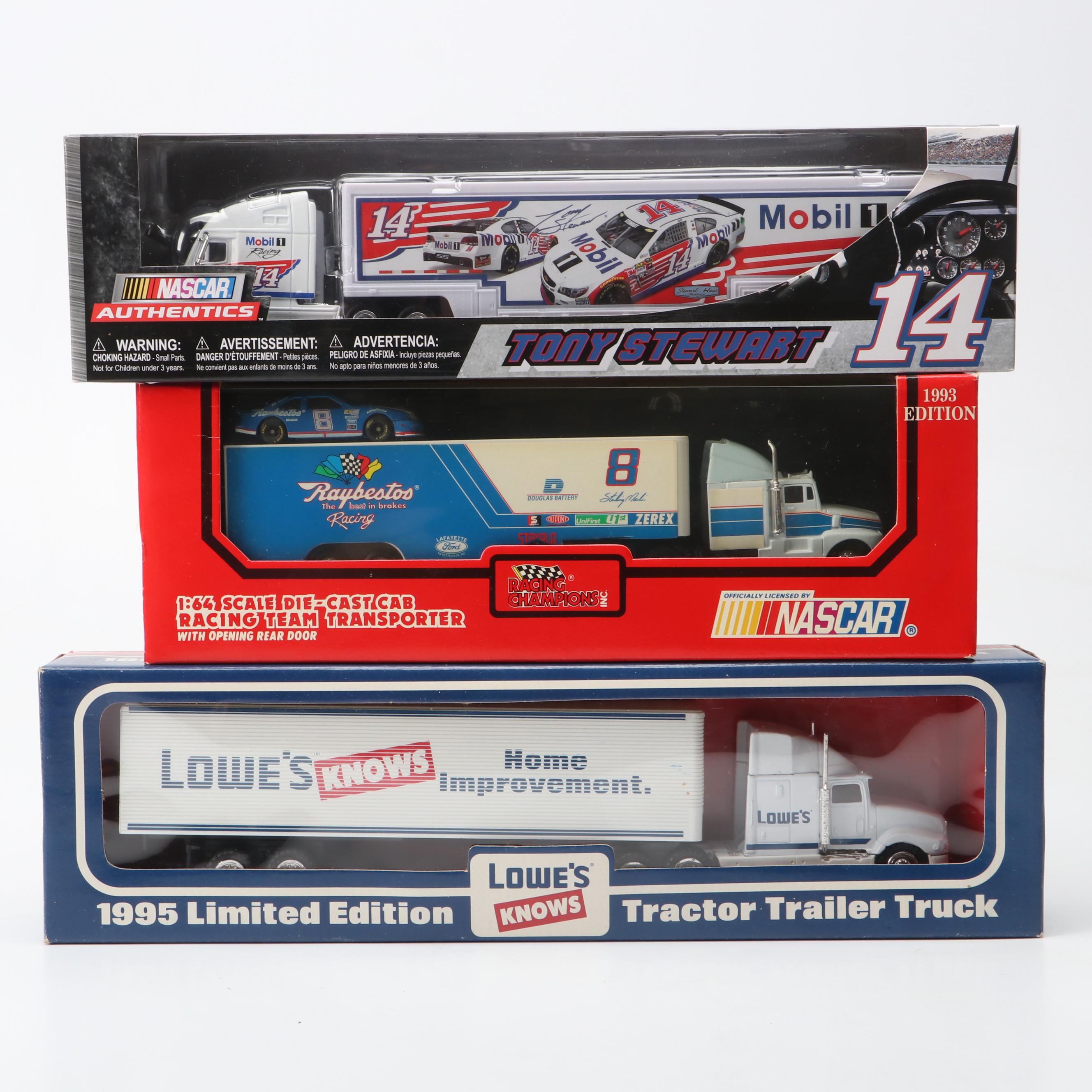 NASCAR Tony Stewart Model Semi Truck with Other Semis and Racers
