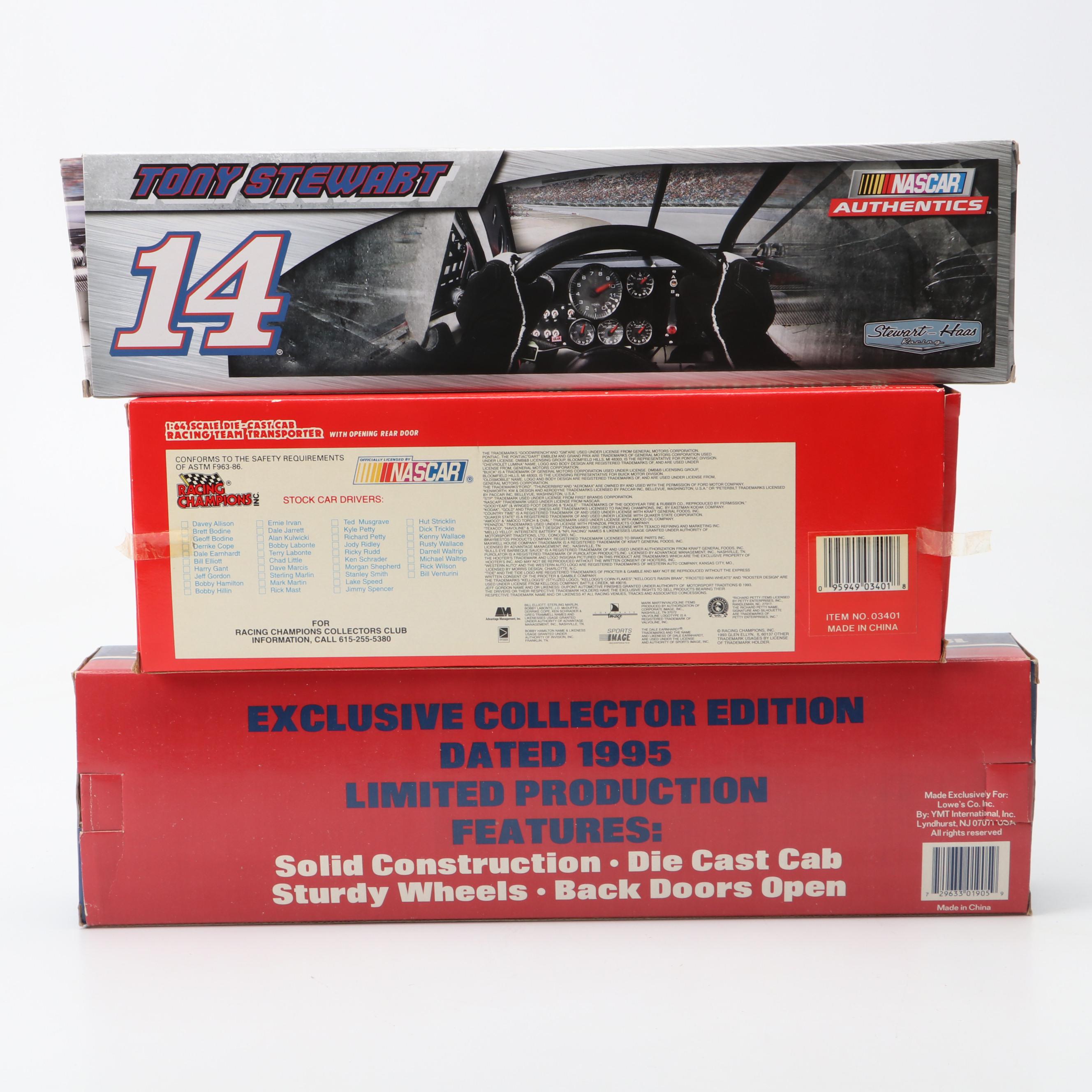 NASCAR Tony Stewart Model Semi Truck with Other Semis and Racers