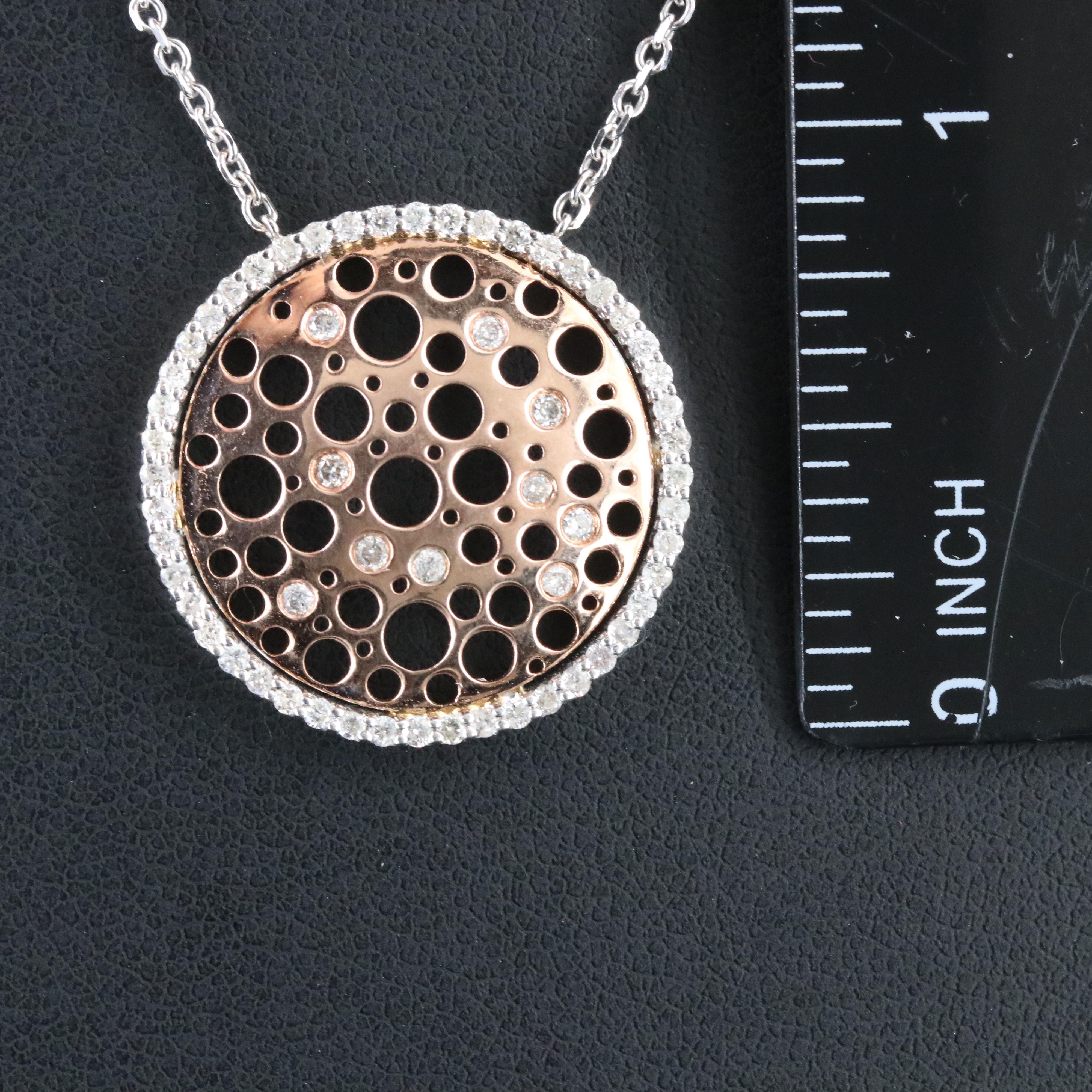 14K Two-Tone 0.63 CTW Diamond Circle Pendant Necklace