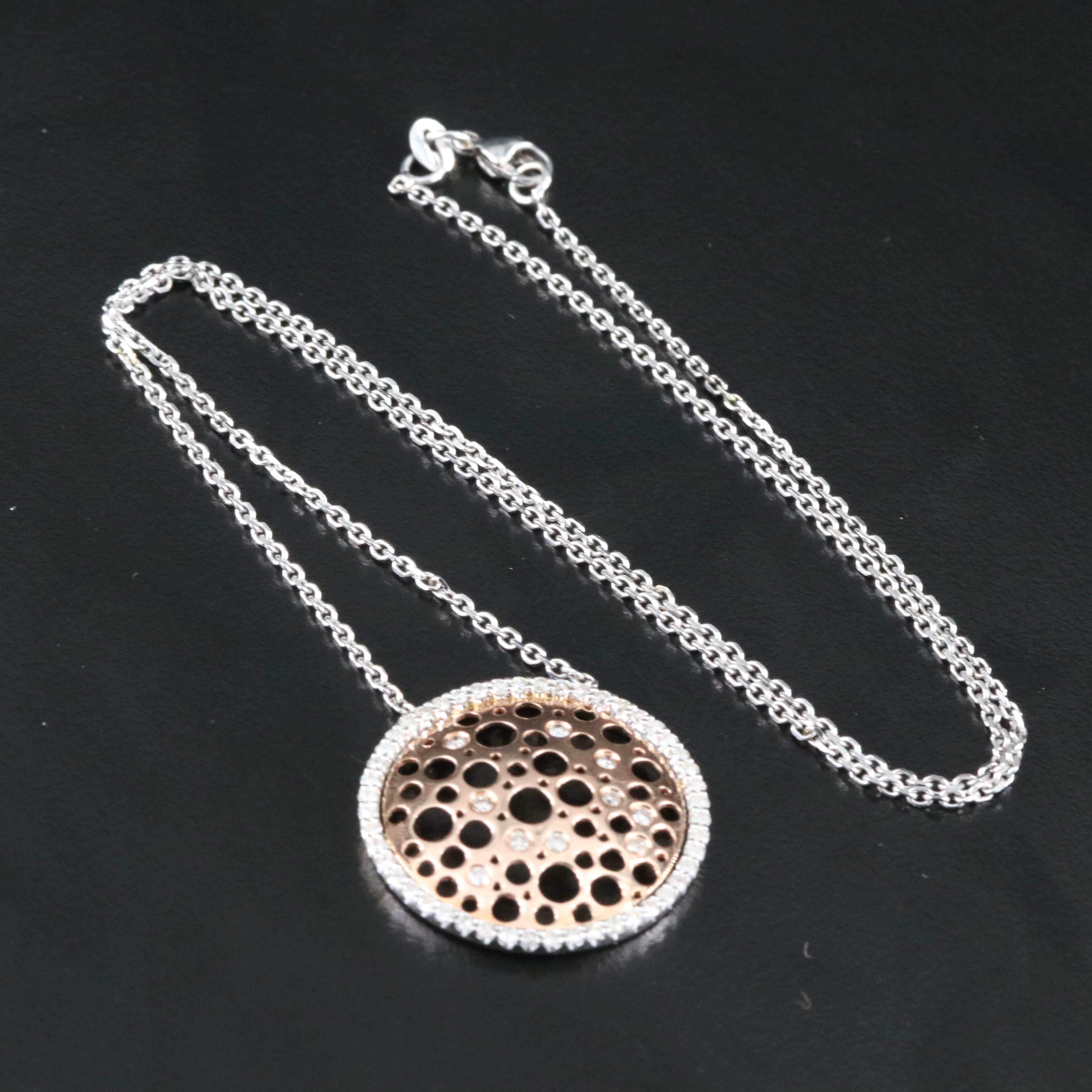 14K Two-Tone 0.63 CTW Diamond Circle Pendant Necklace