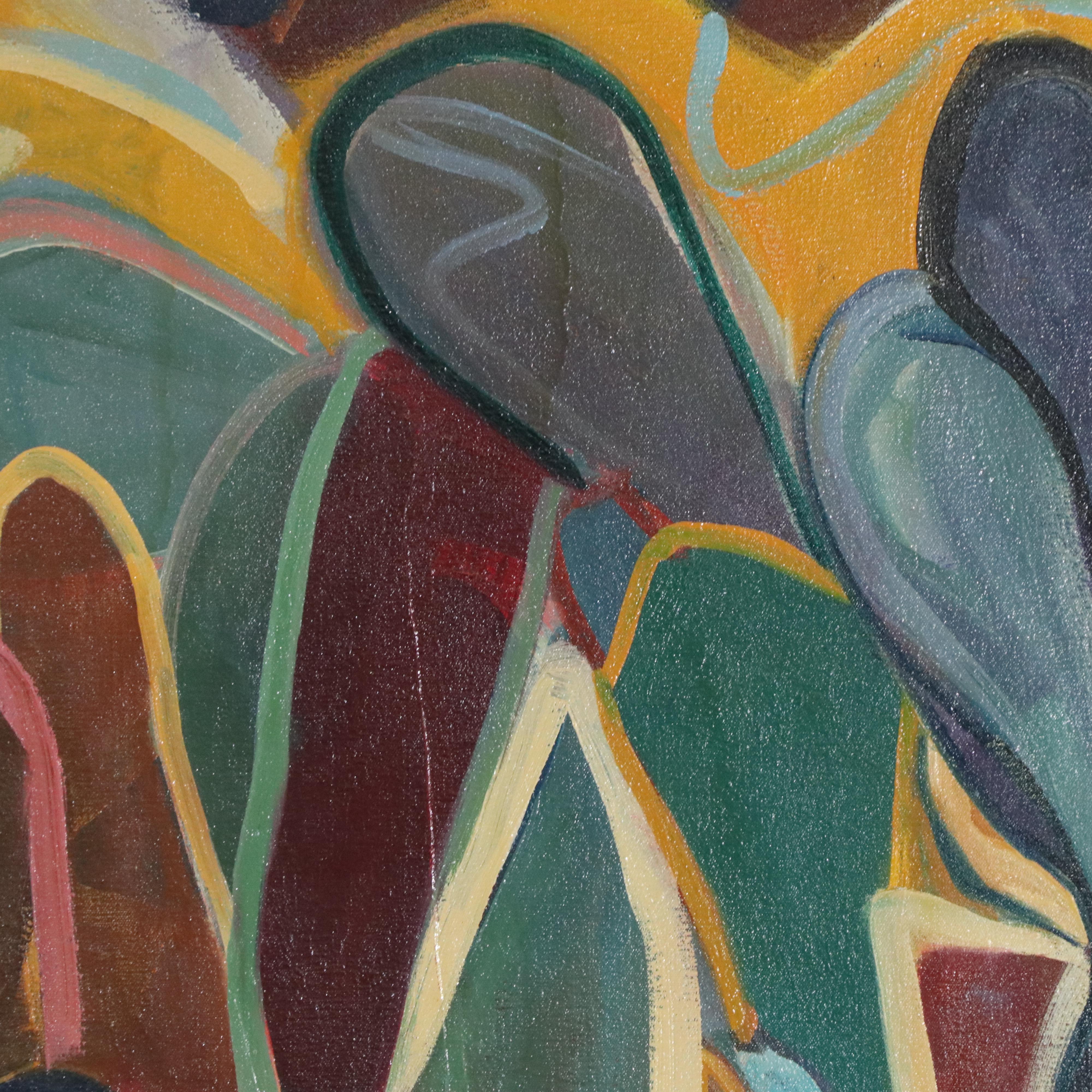 Zena Kaplan Large-Scale Abstract Cactus Acrylic Painting