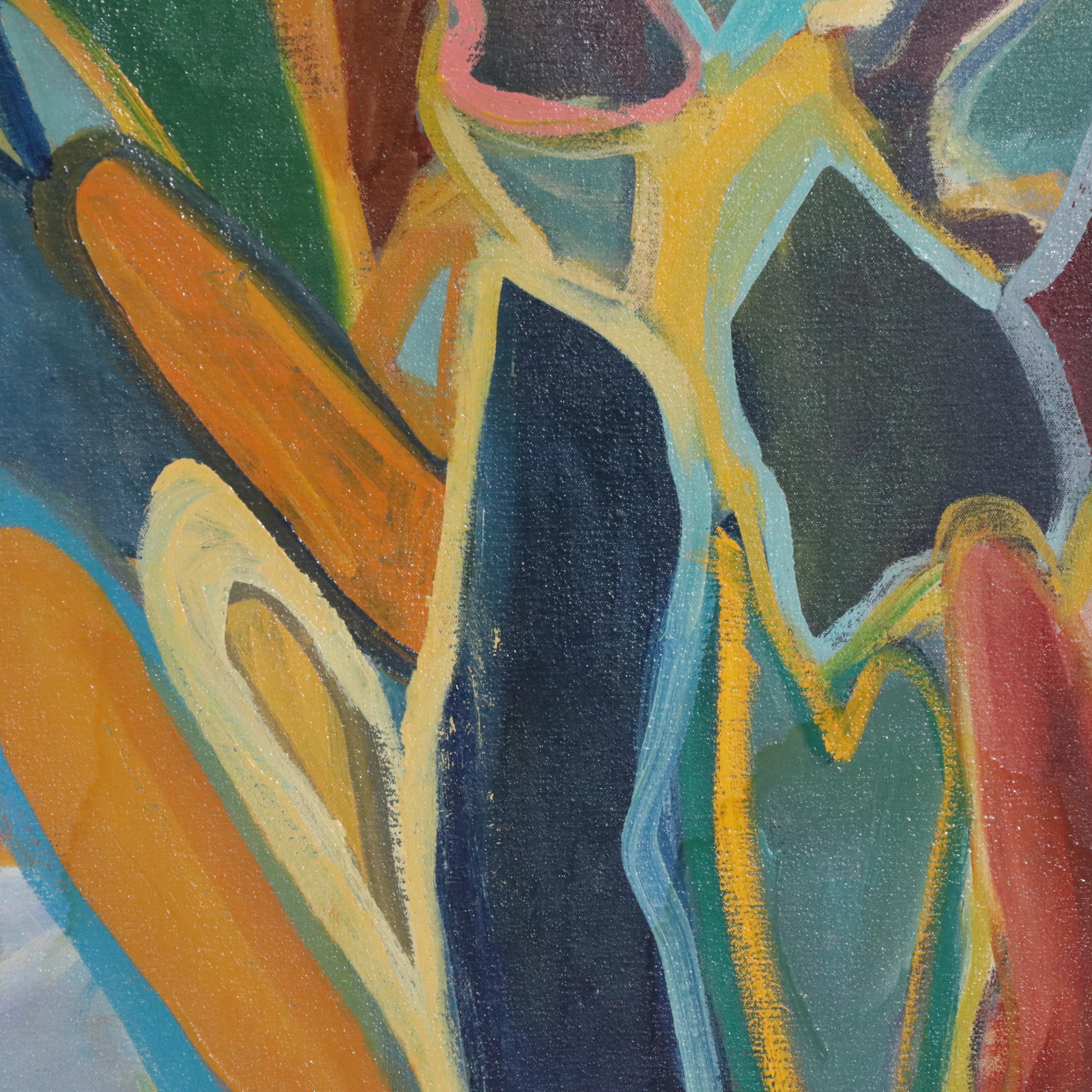 Zena Kaplan Large-Scale Abstract Cactus Acrylic Painting