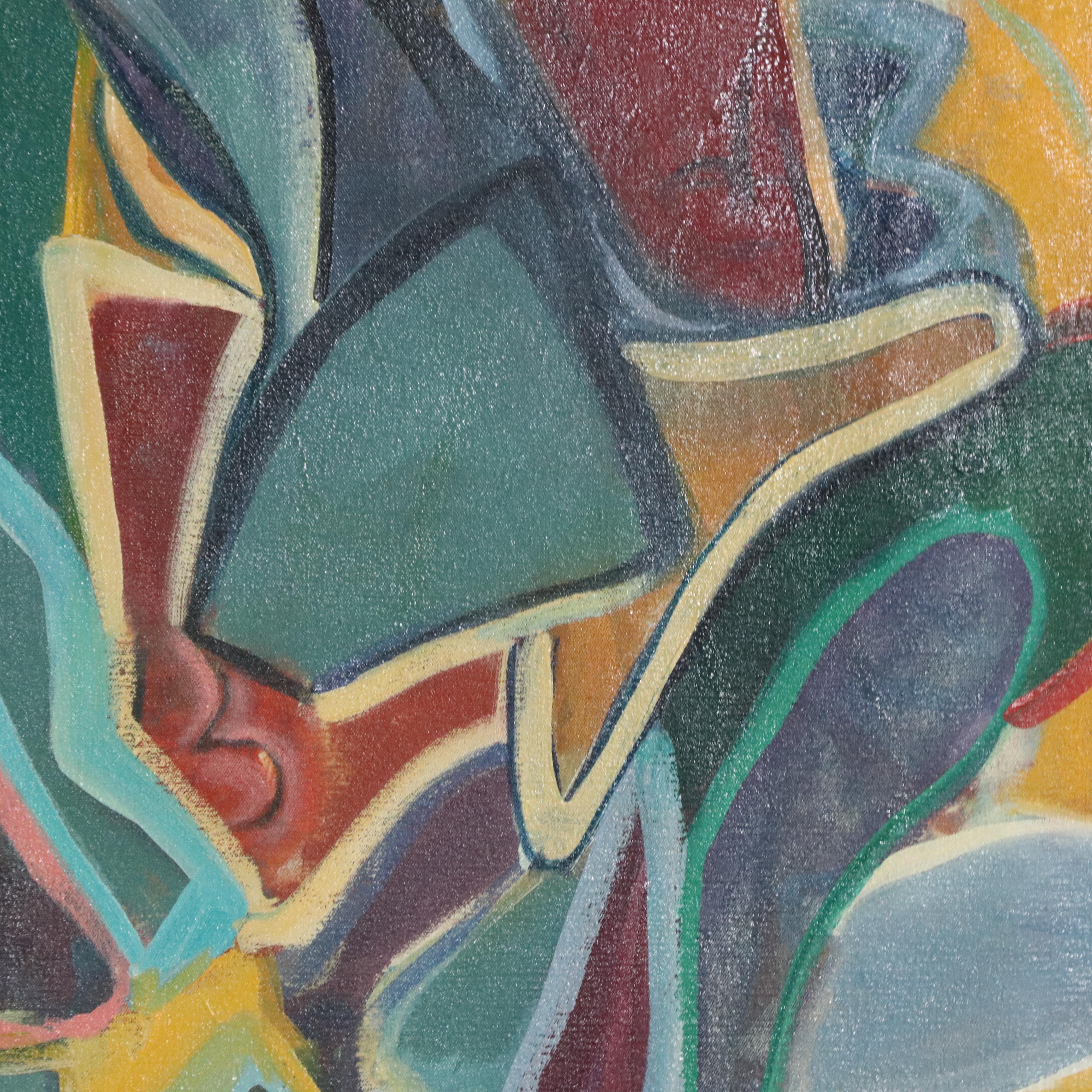 Zena Kaplan Large-Scale Abstract Cactus Acrylic Painting