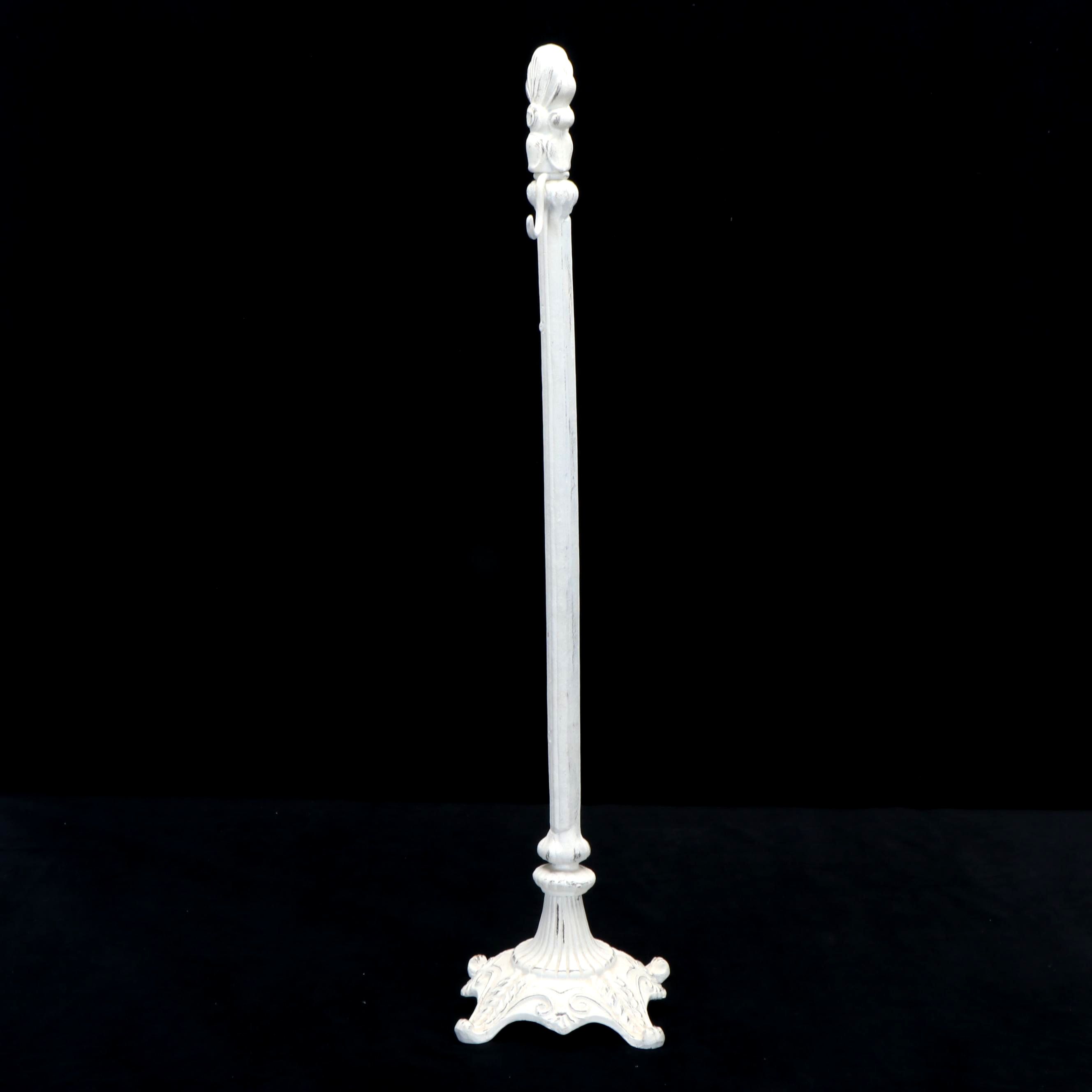 White Distressed Finished Iron Wreath Holder Stand