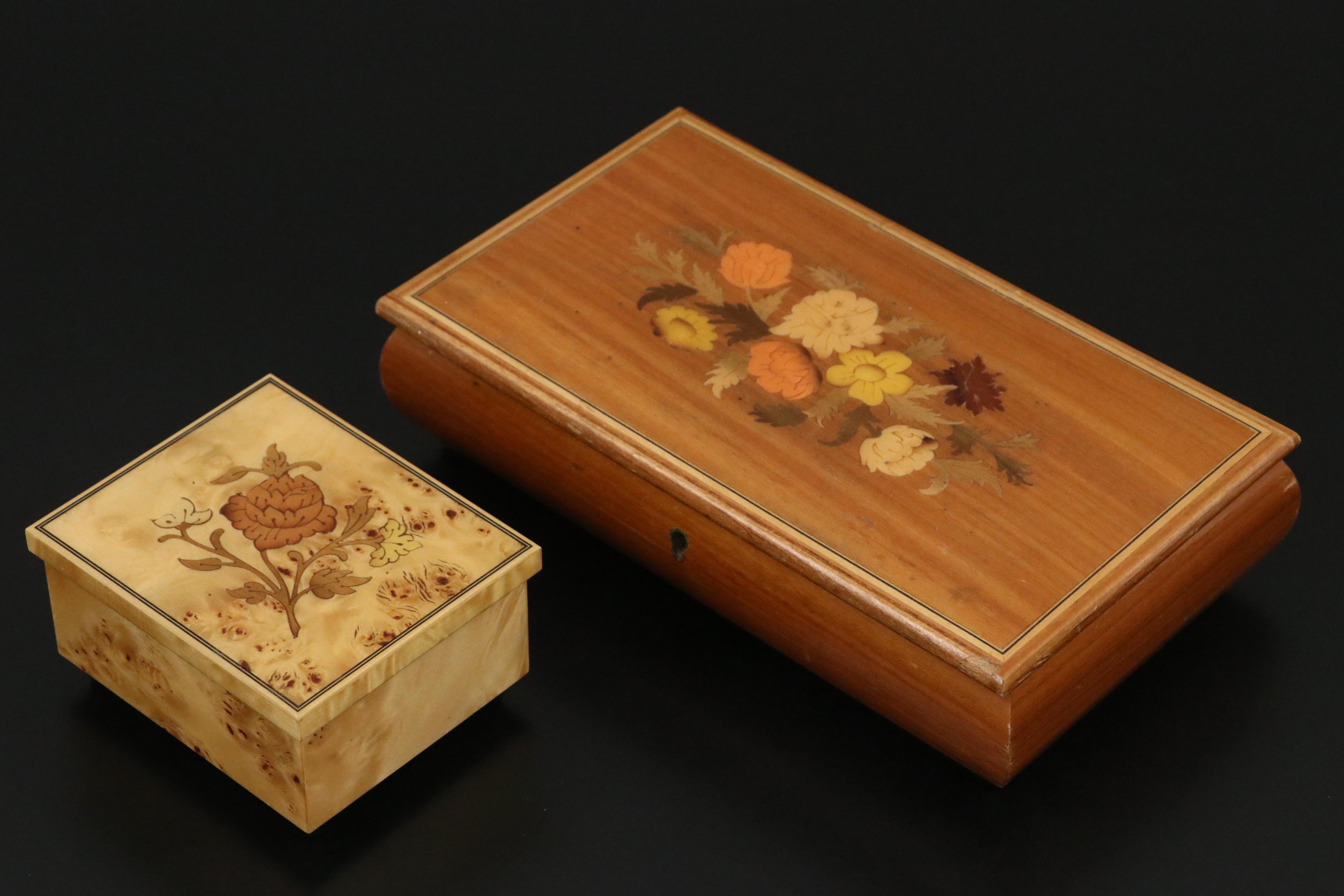 Borghese Grand Tour Style Busts with Italian Wooden Music Boxes