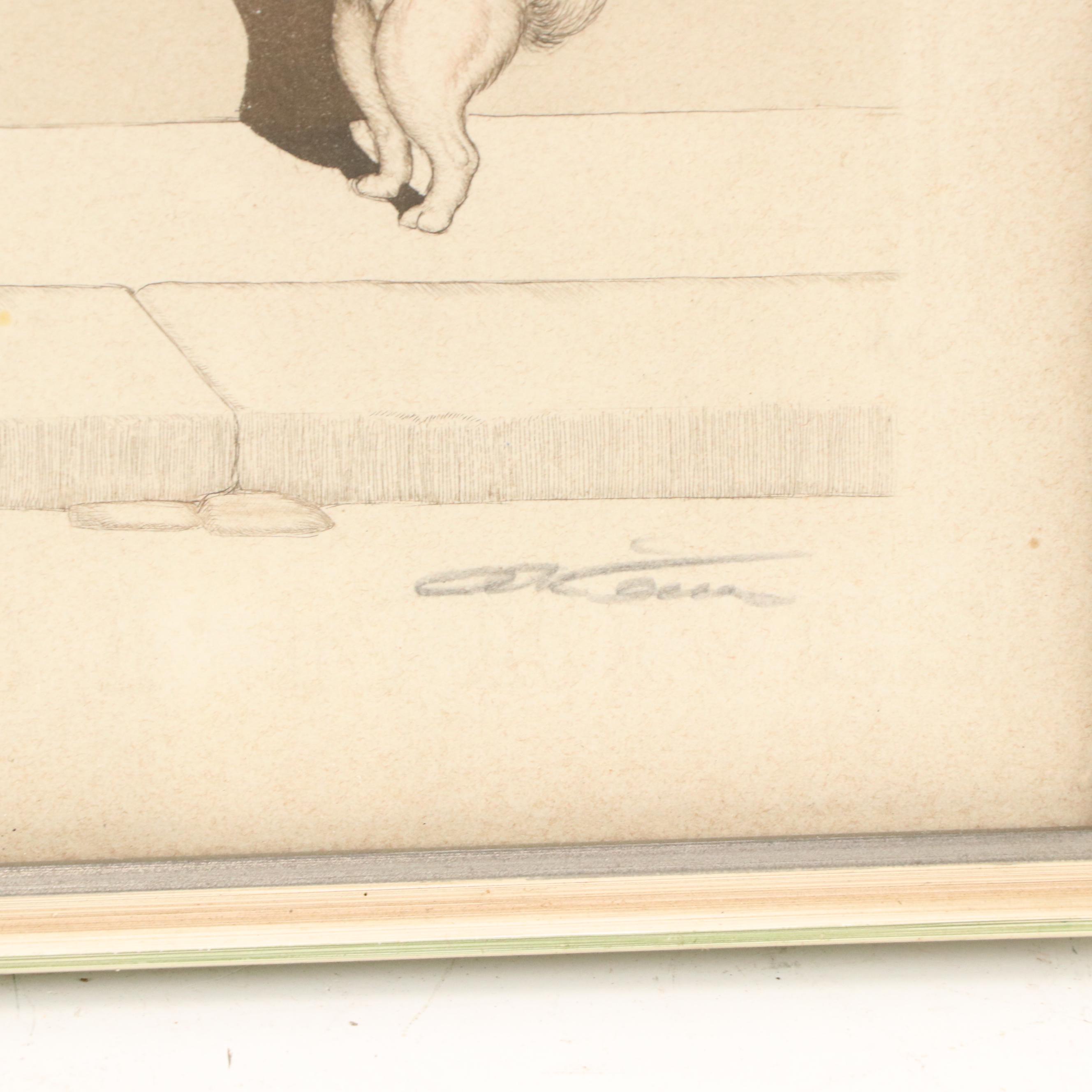 Boris O'Klein Hand-Colored Aquatint Etching "L'Etourdie"