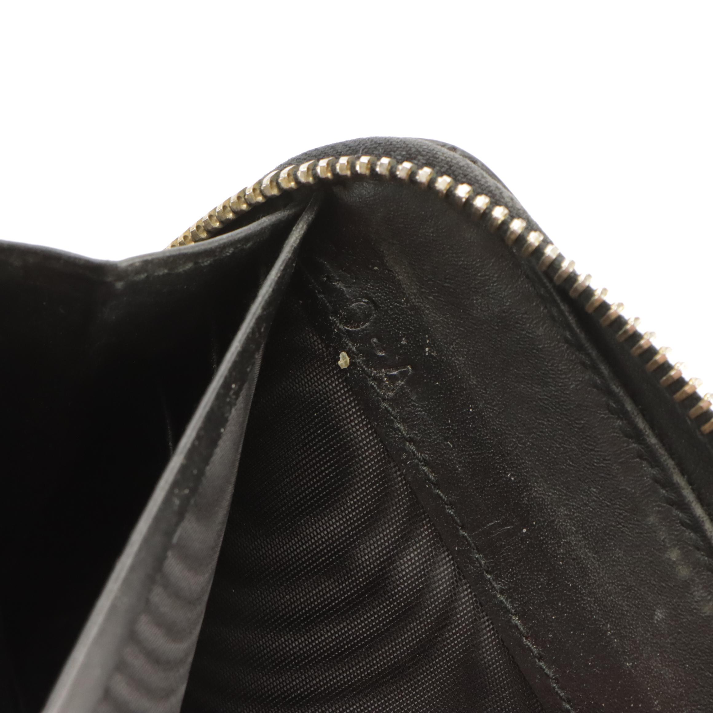 Prada Black Textured Leather Zip-Around Wallet