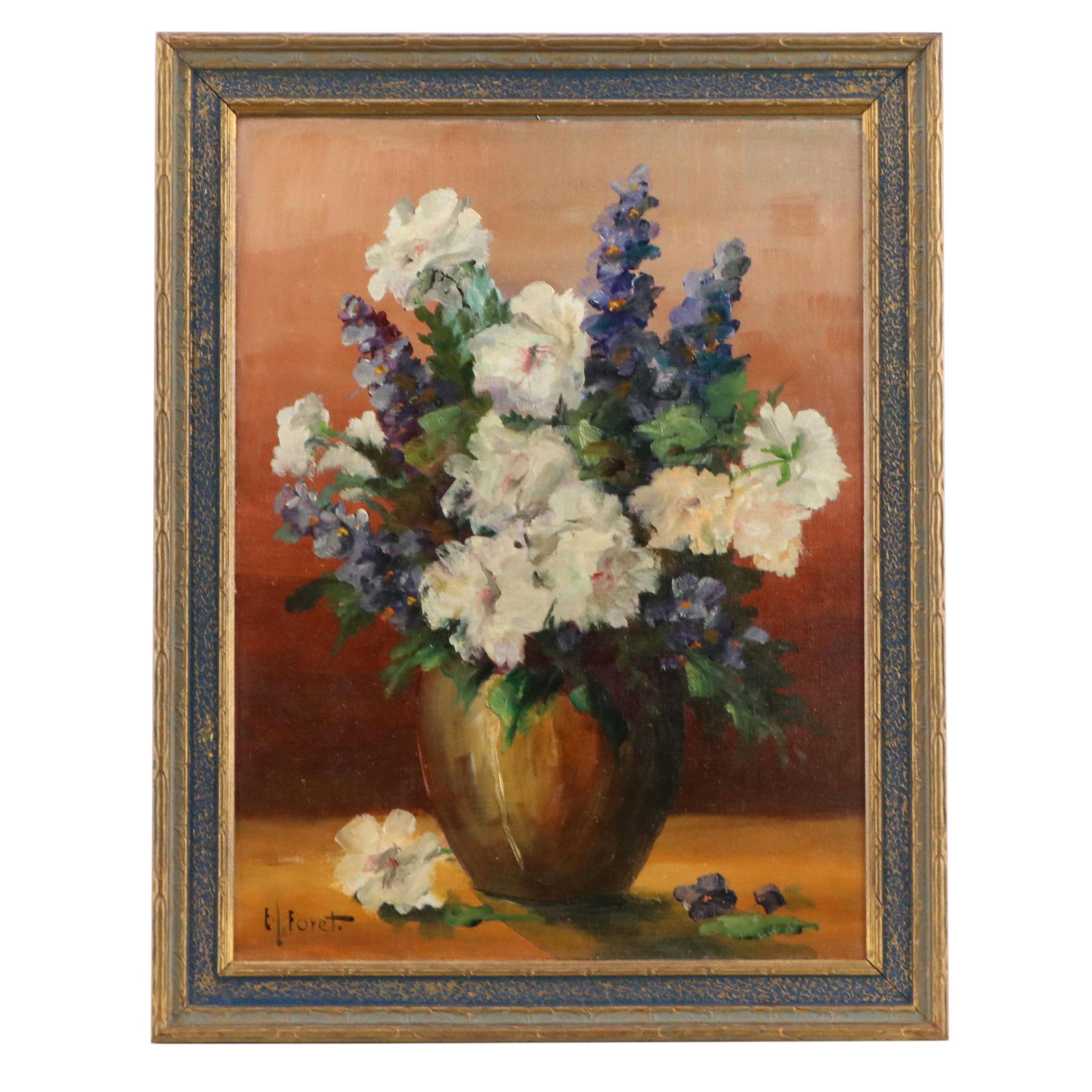 Eugene La Foret Floral Still Life Oil Painting, Circa 1940