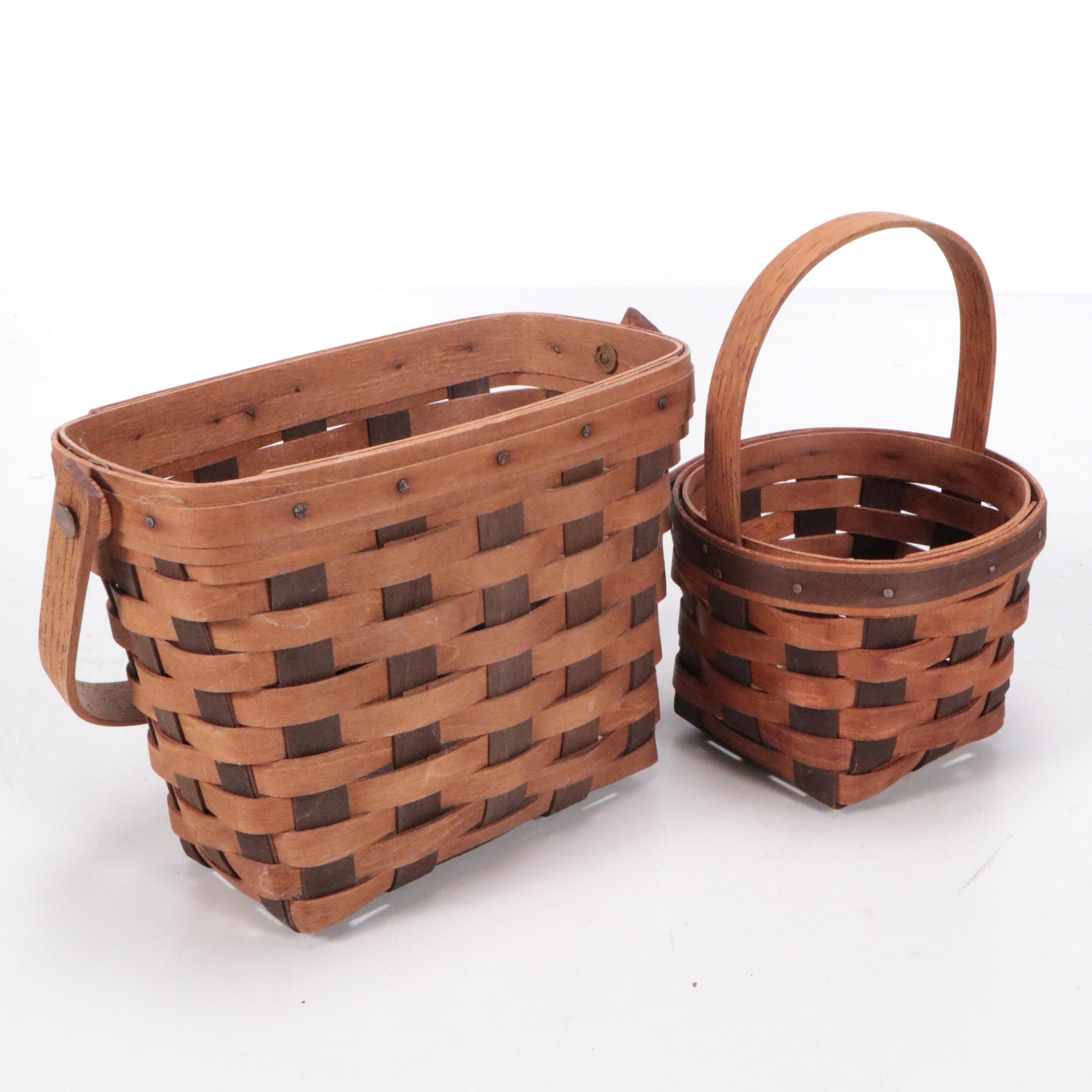 Longaberger and Royce Craft Woven Wooden Baskets, Late 20th Century