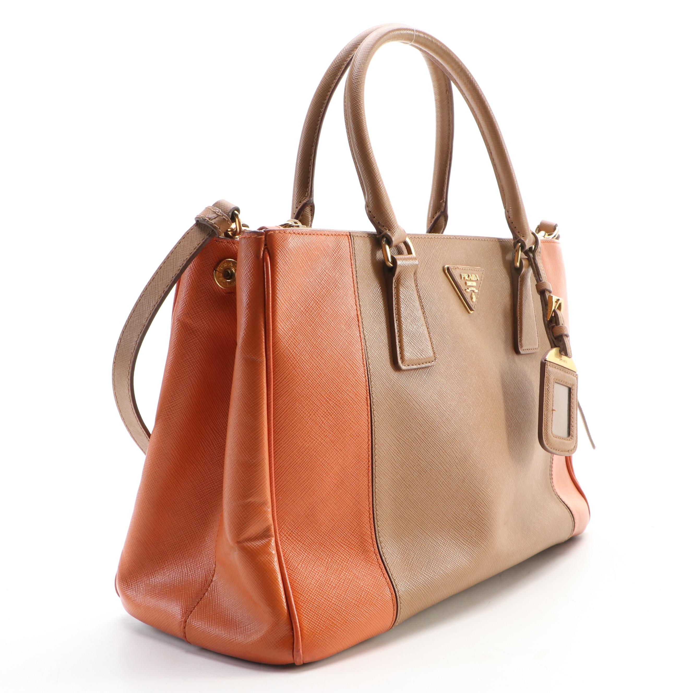 Prada 2Way Galleria Tote in Bicolor Saffiano Leather