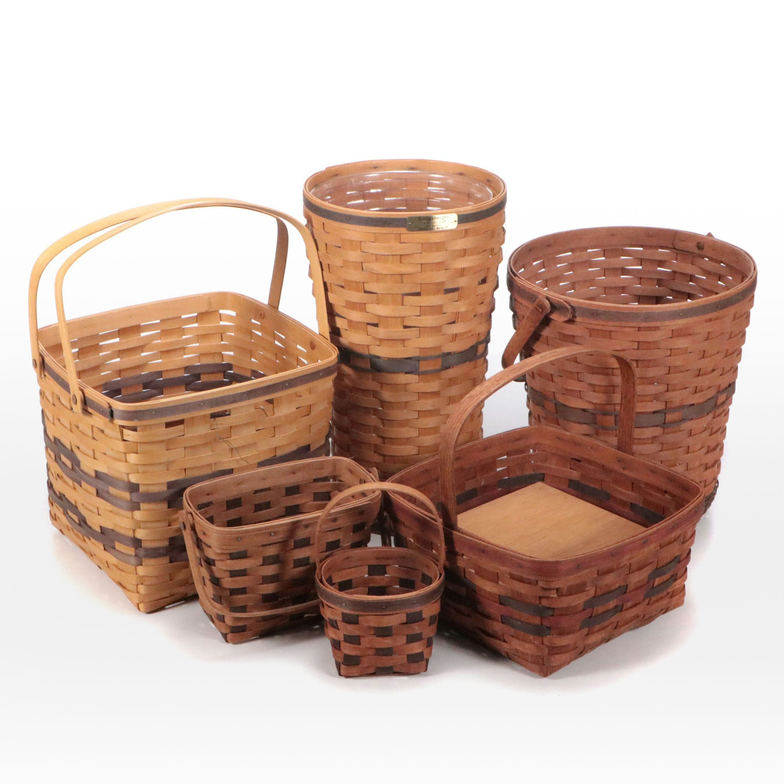 Longaberger and Royce Craft Woven Wooden Baskets, Late 20th Century