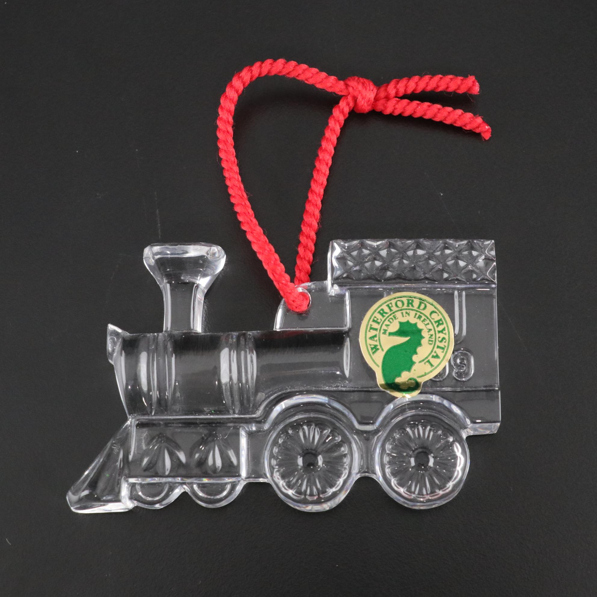 Waterford Crystal "Memories" Train Ornament with Trio of Celebrations Trains