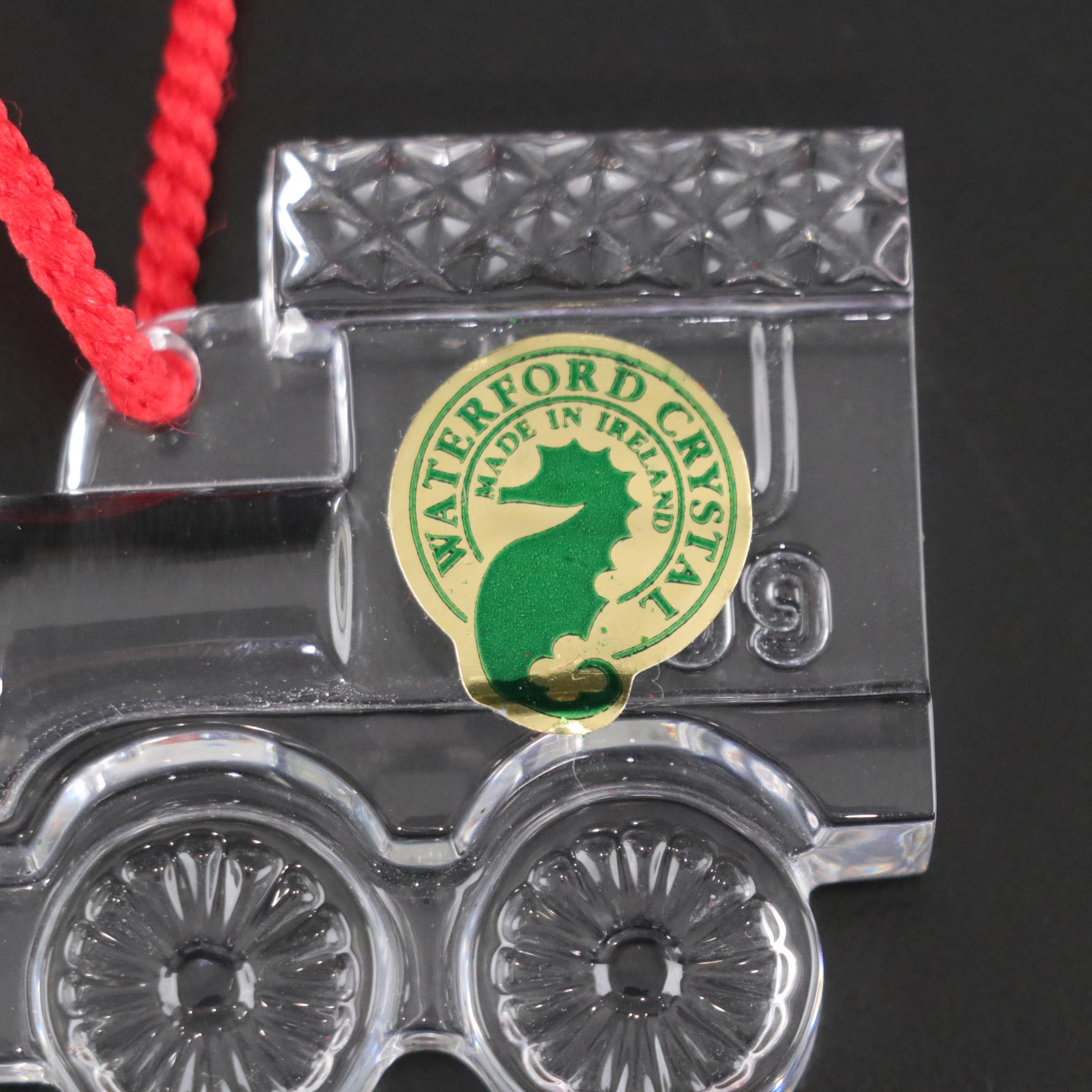 Waterford Crystal "Memories" Train Ornament with Trio of Celebrations Trains