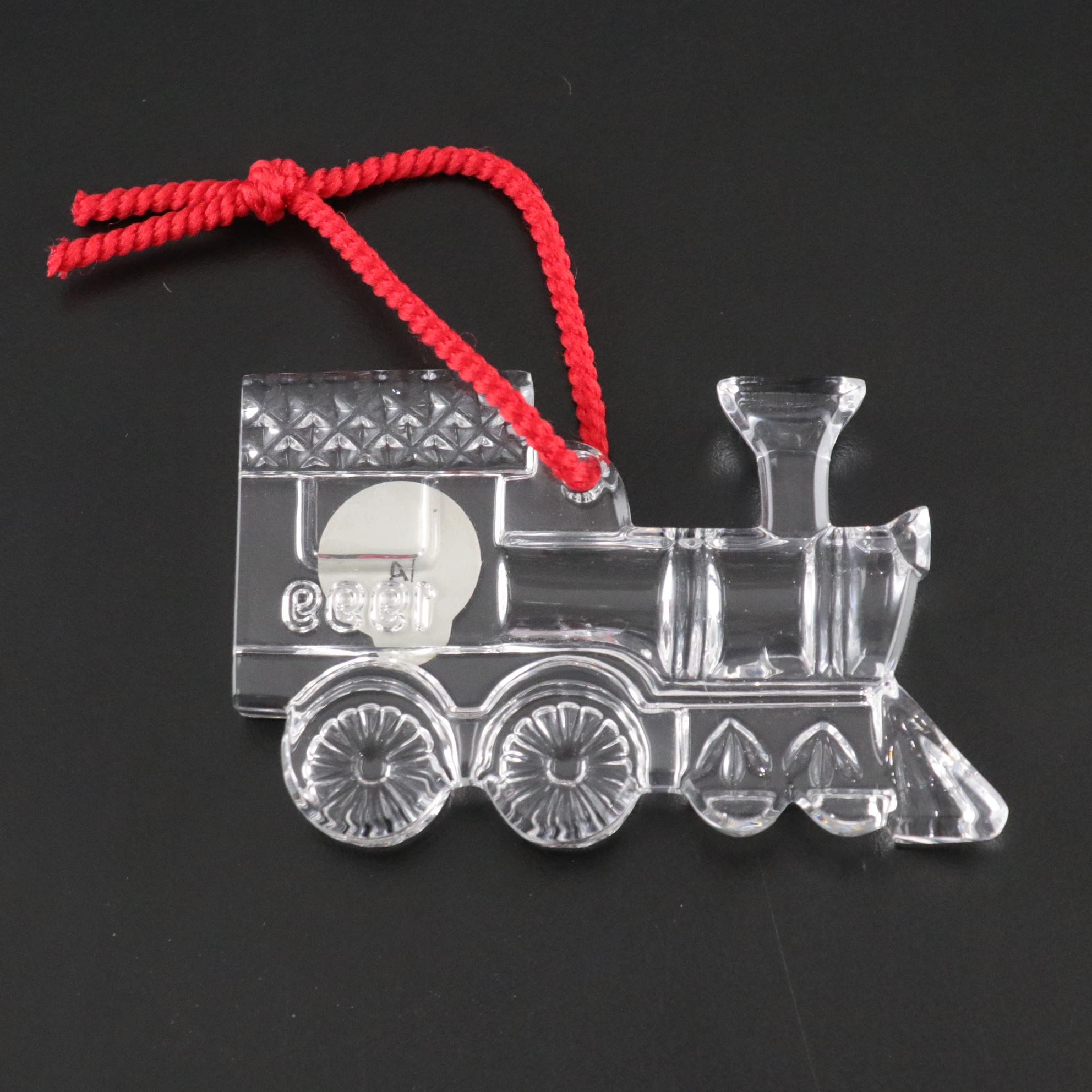 Waterford Crystal "Memories" Train Ornament with Trio of Celebrations Trains