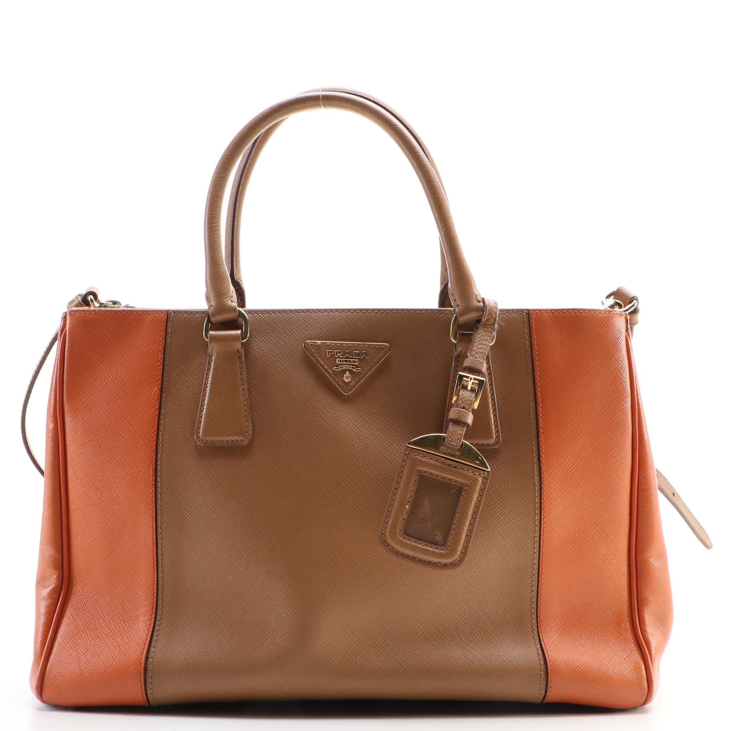 Prada 2Way Galleria Tote in Bicolor Saffiano Leather