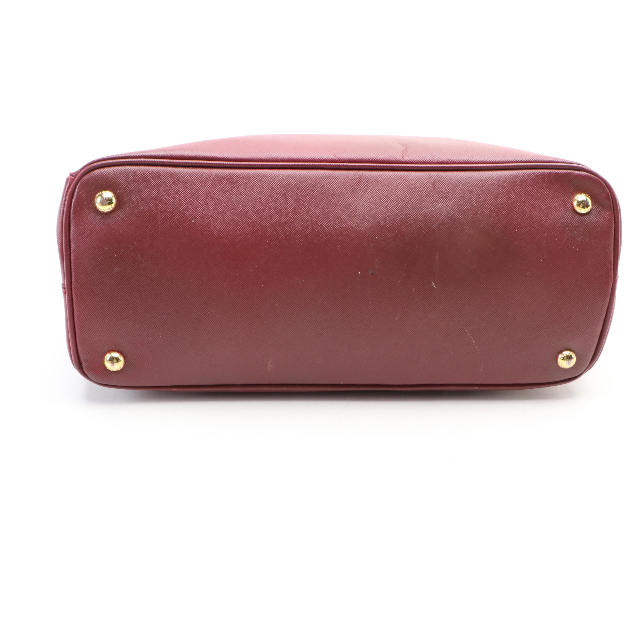 Prada Galleria Double Zip Tote Large in Burgundy Saffiano Lux Leather