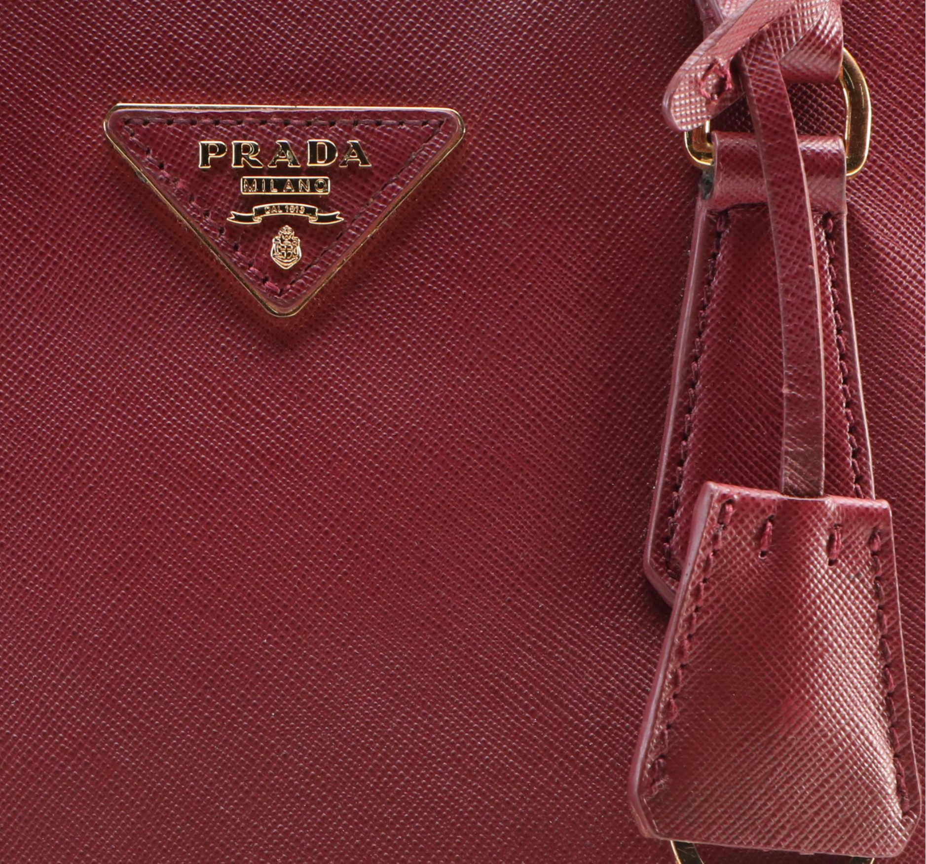 Prada Galleria Double Zip Tote Large in Burgundy Saffiano Lux Leather