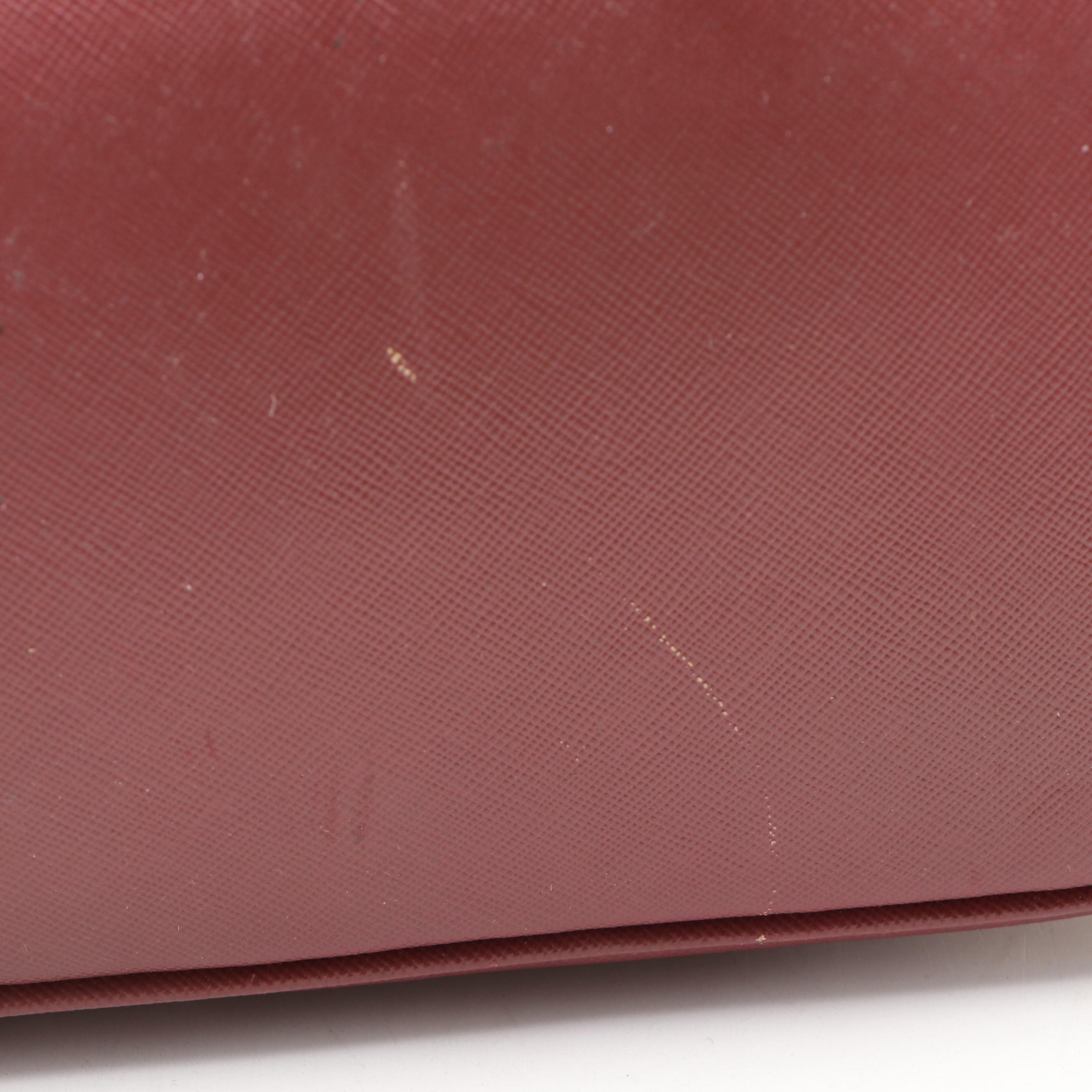 Prada Galleria Double Zip Tote Large in Burgundy Saffiano Lux Leather