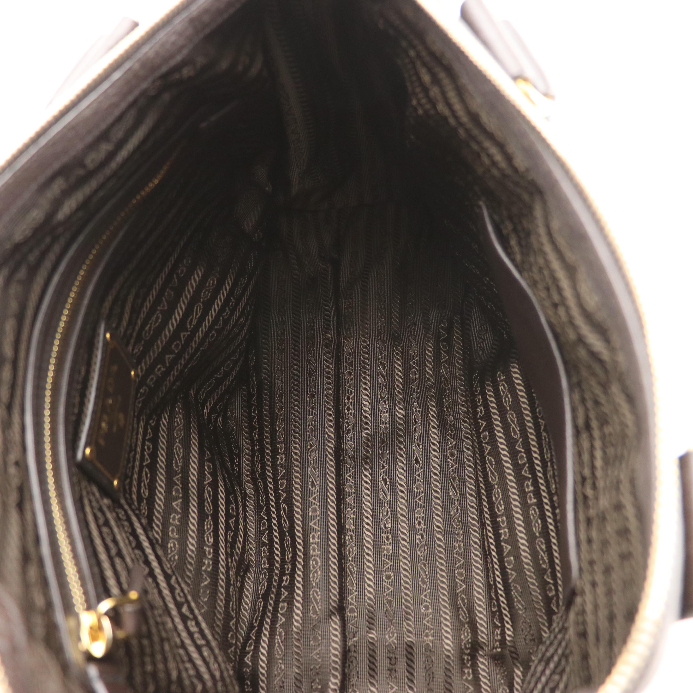 Prada Two-Way Shoulder Bag in Dark Brown Pebbled Leather