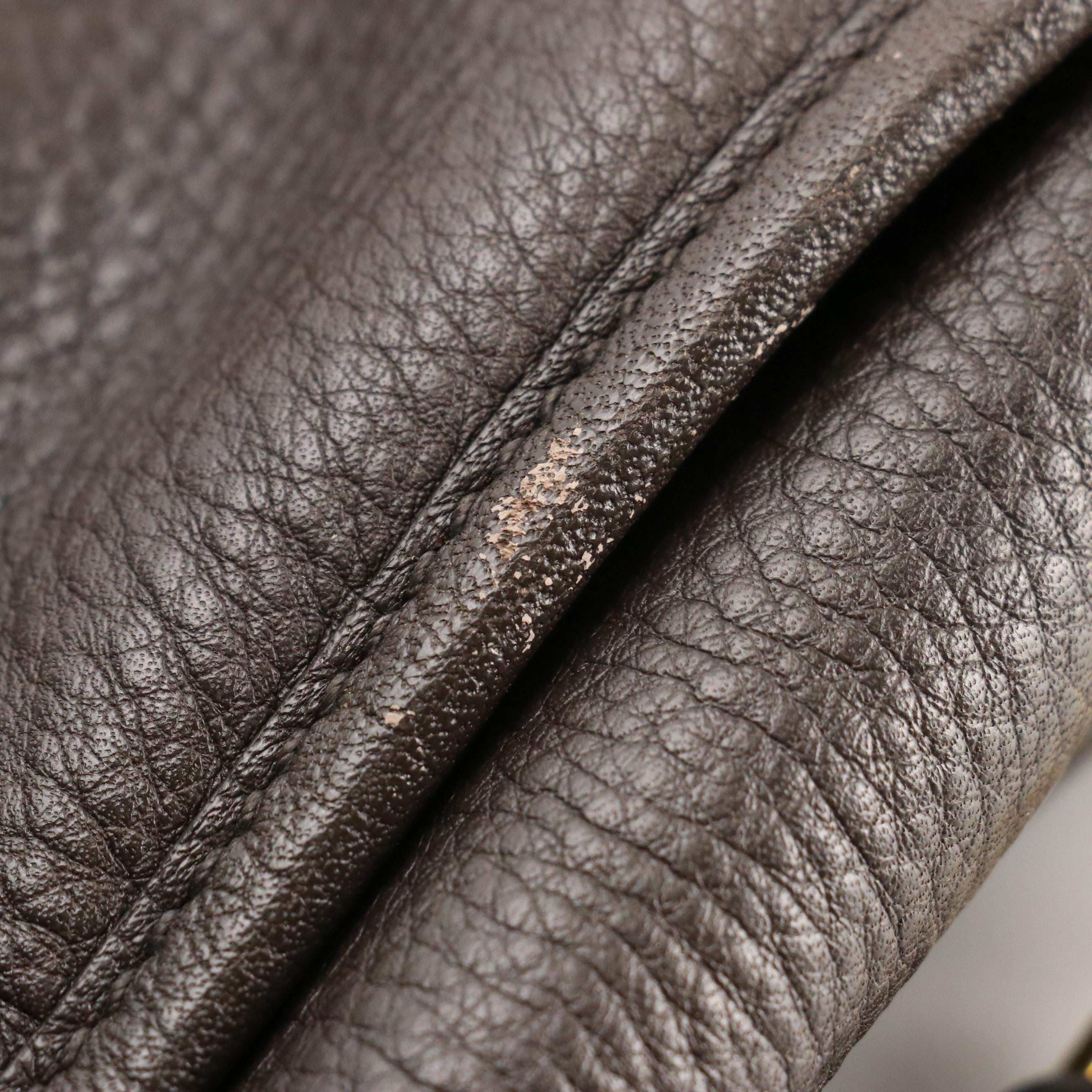 Prada Two-Way Shoulder Bag in Dark Brown Pebbled Leather