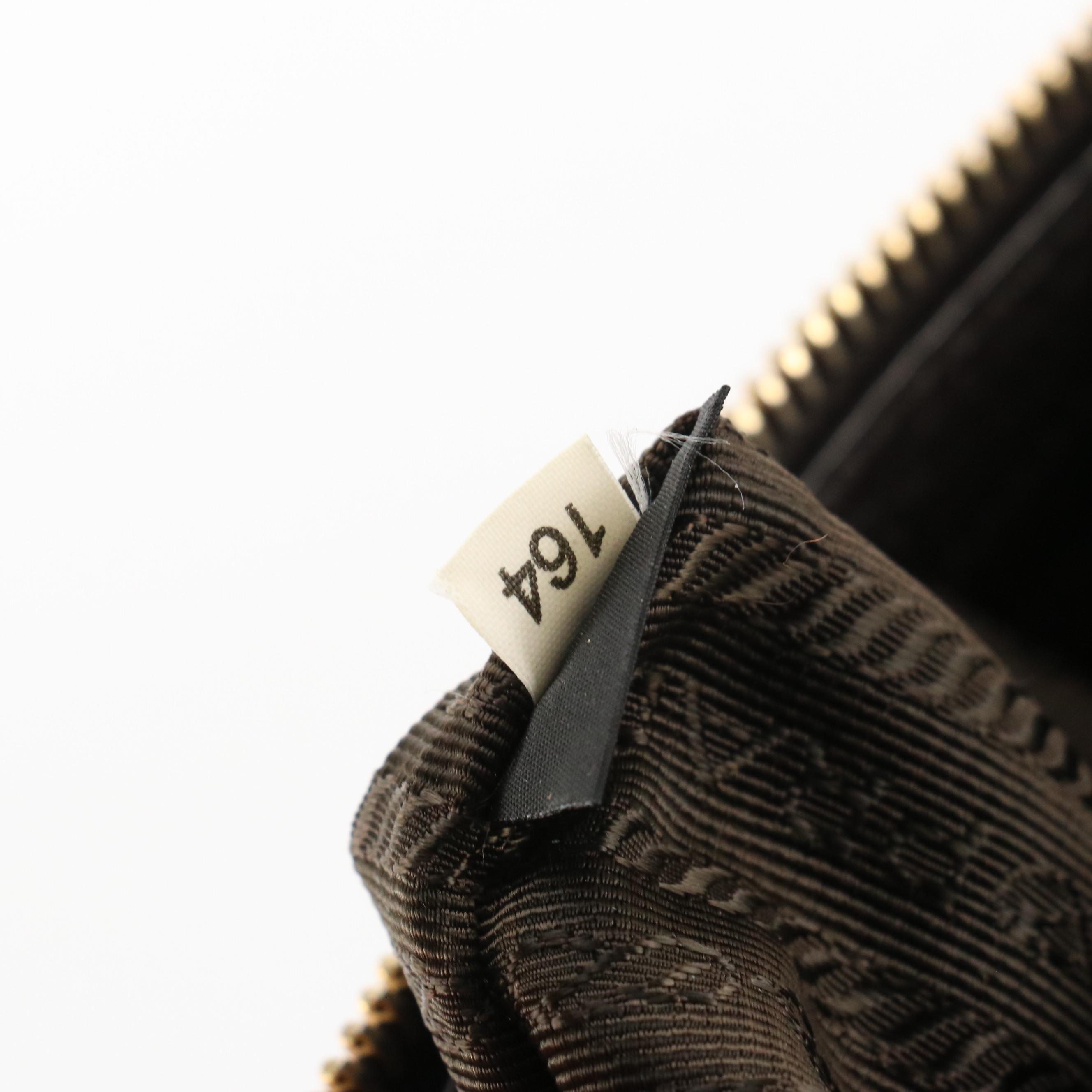 Prada Two-Way Shoulder Bag in Dark Brown Pebbled Leather