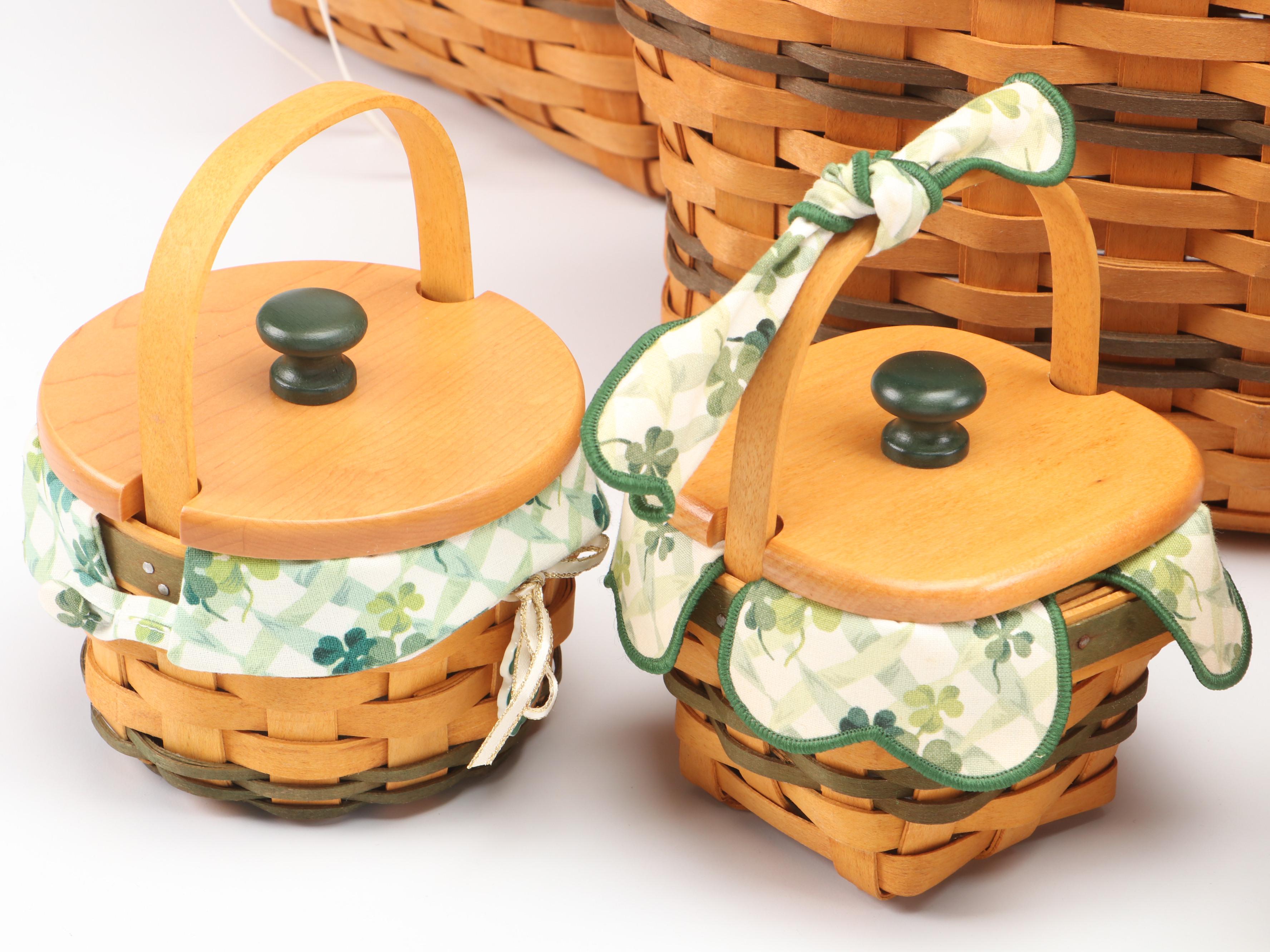 Longaberger "Traditions Collection" Wood Family Basket with More Baskets