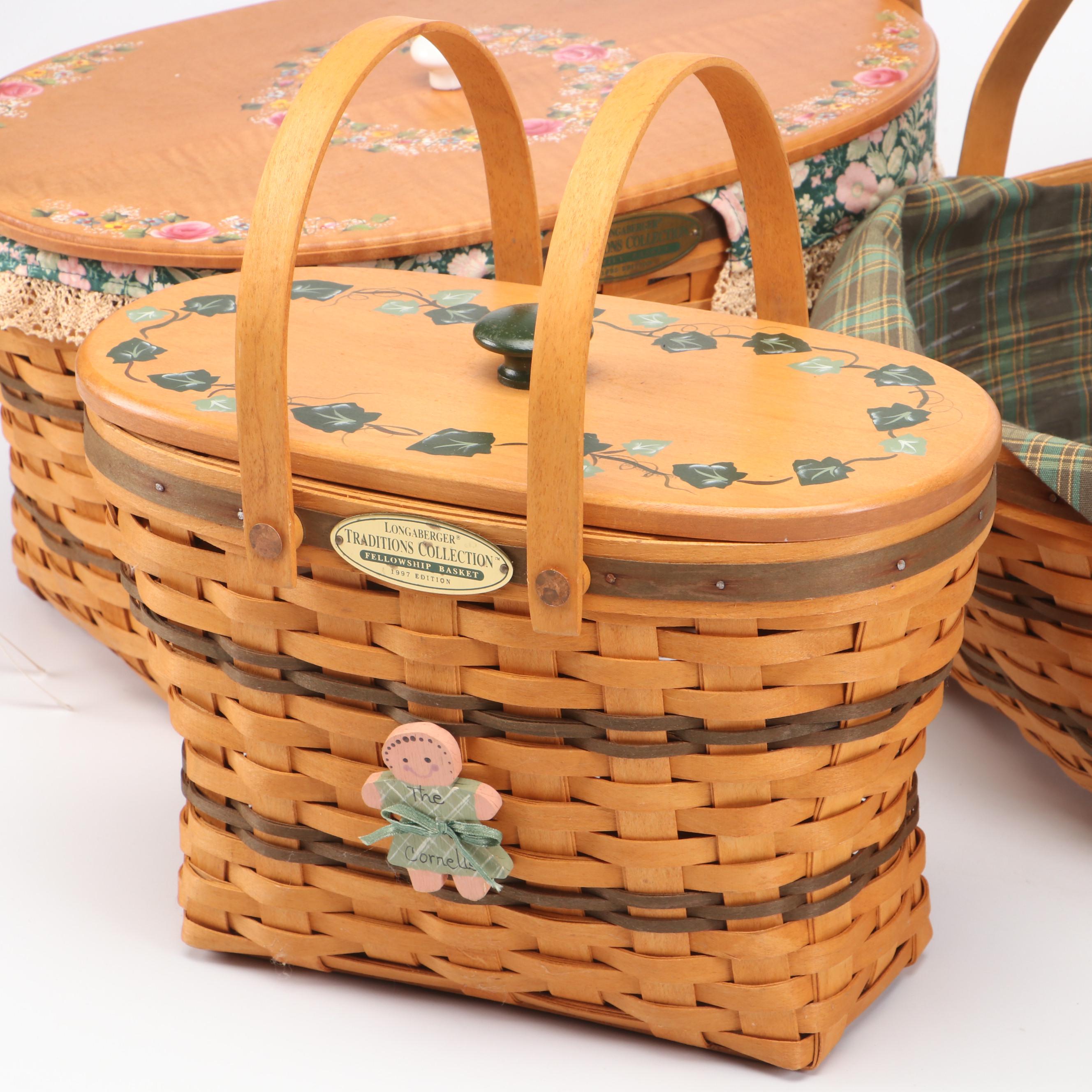 Longaberger "Traditions Collection" Wood Family Basket with More Baskets