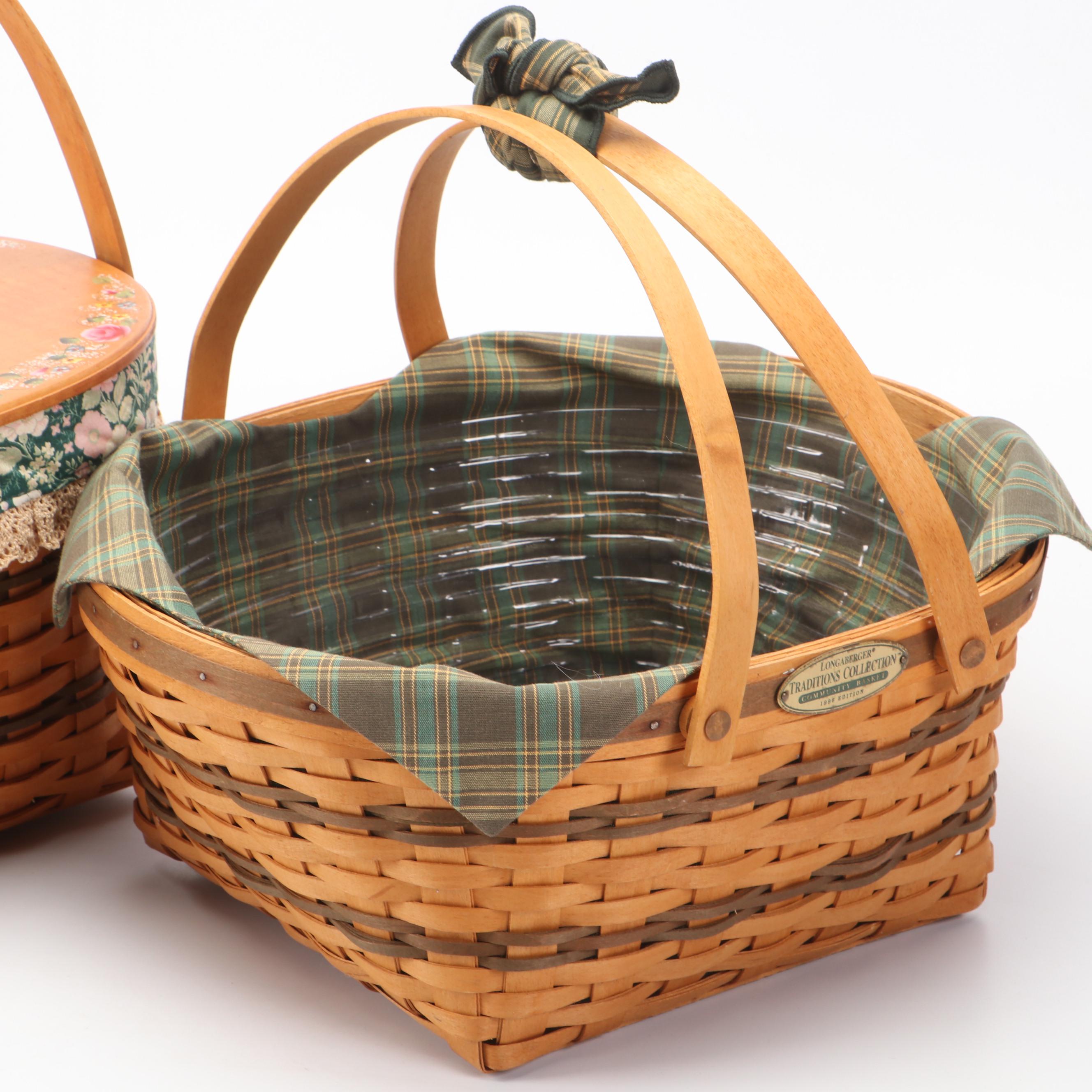Longaberger "Traditions Collection" Wood Family Basket with More Baskets