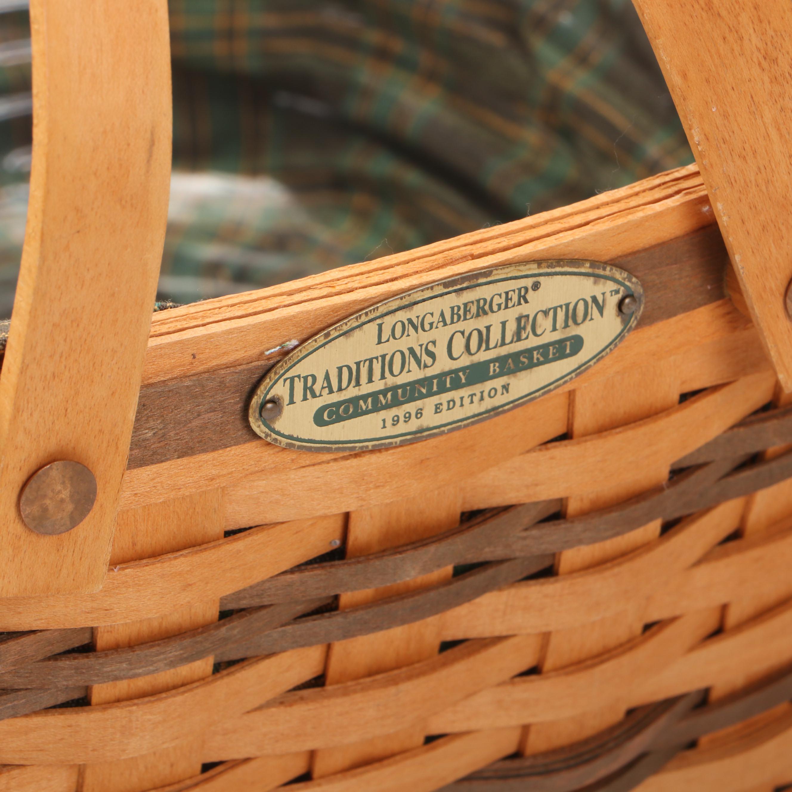 Longaberger "Traditions Collection" Wood Family Basket with More Baskets