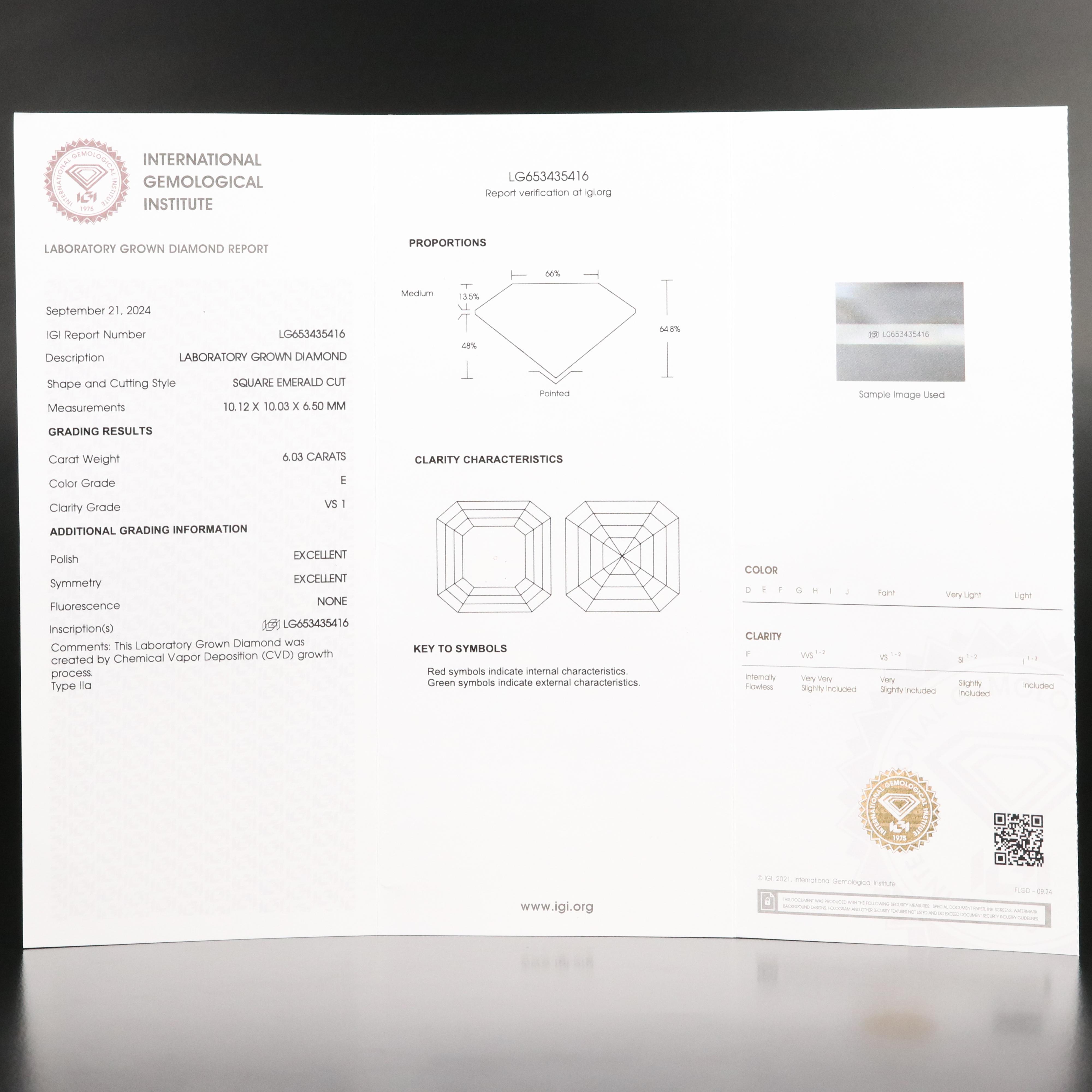 Platinum 6.32 CTW Lab Grown Diamond Ring with IGI Report