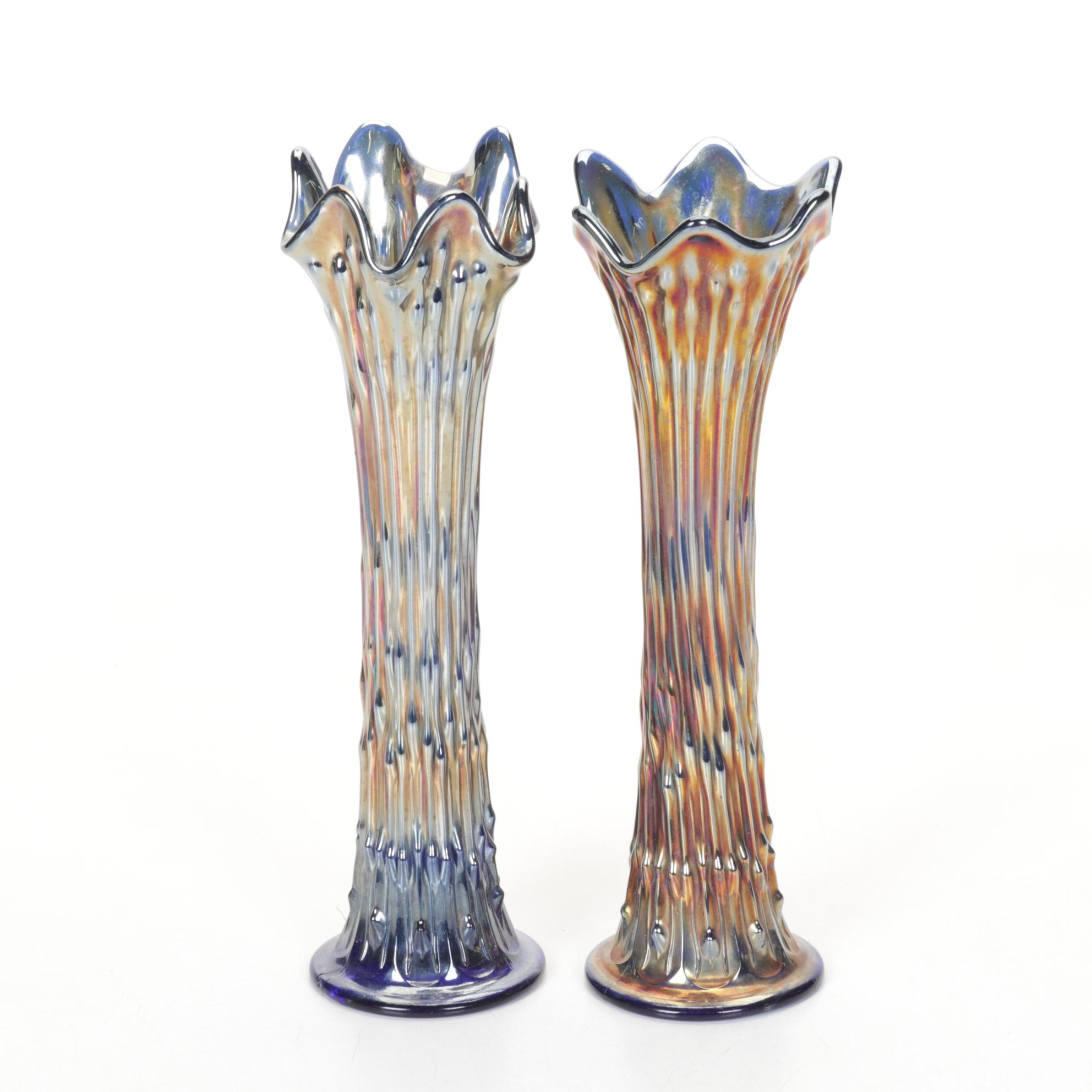 Fenton Carnival Glass "April Showers" Swung Vases