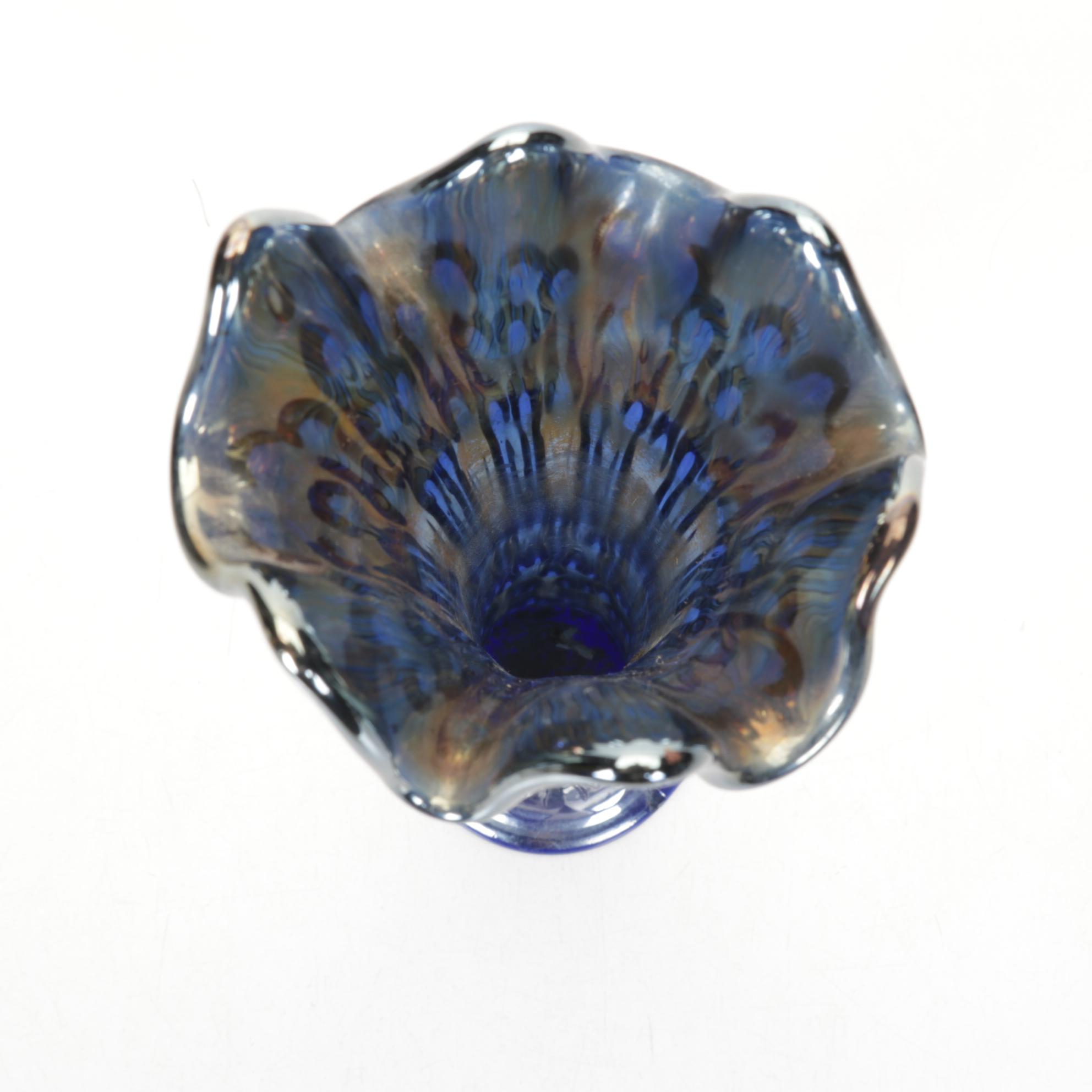 Fenton Carnival Glass "April Showers" Swung Vases