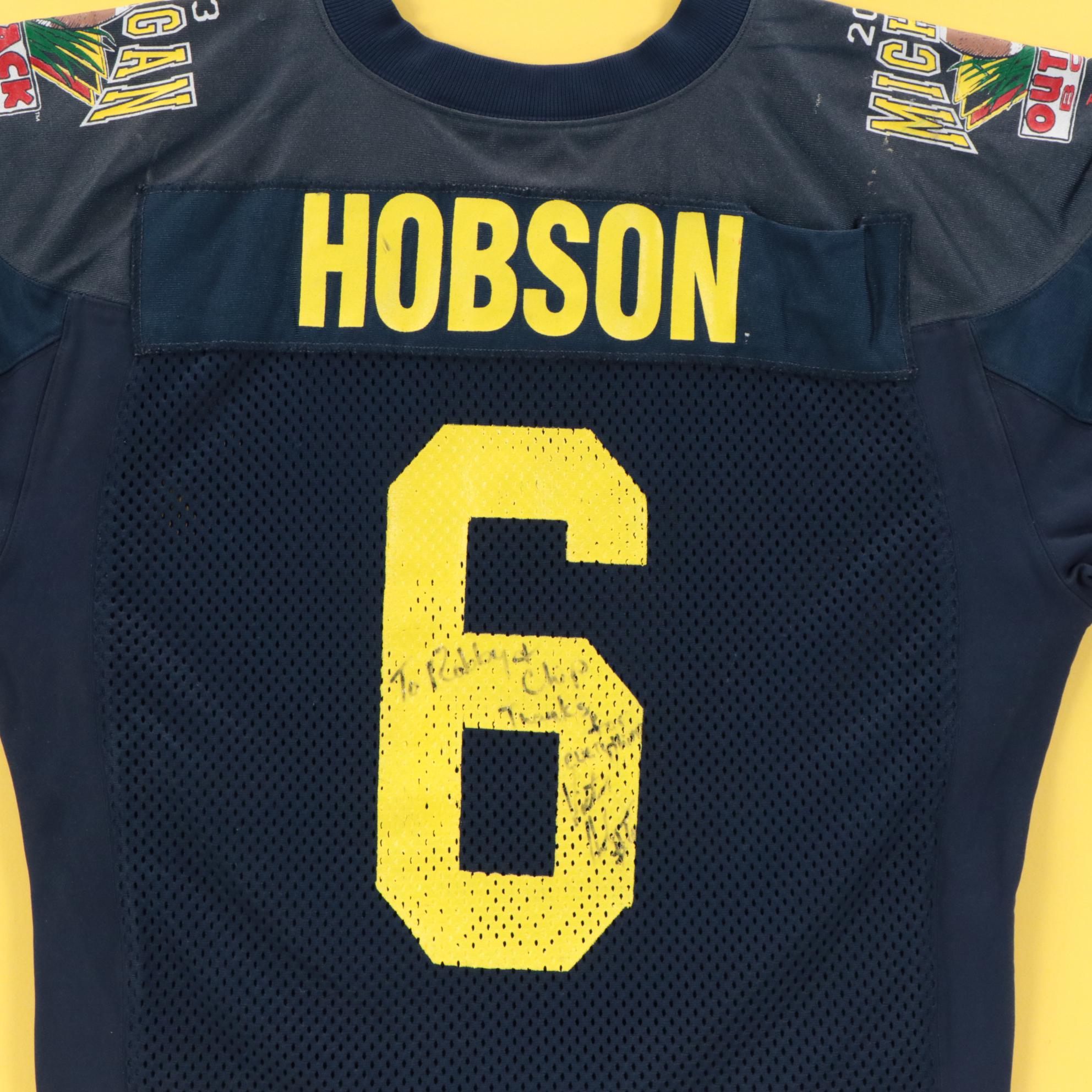 Victor Hobson Game Worn and Signed Outback Bowl University of Michigan Jersey