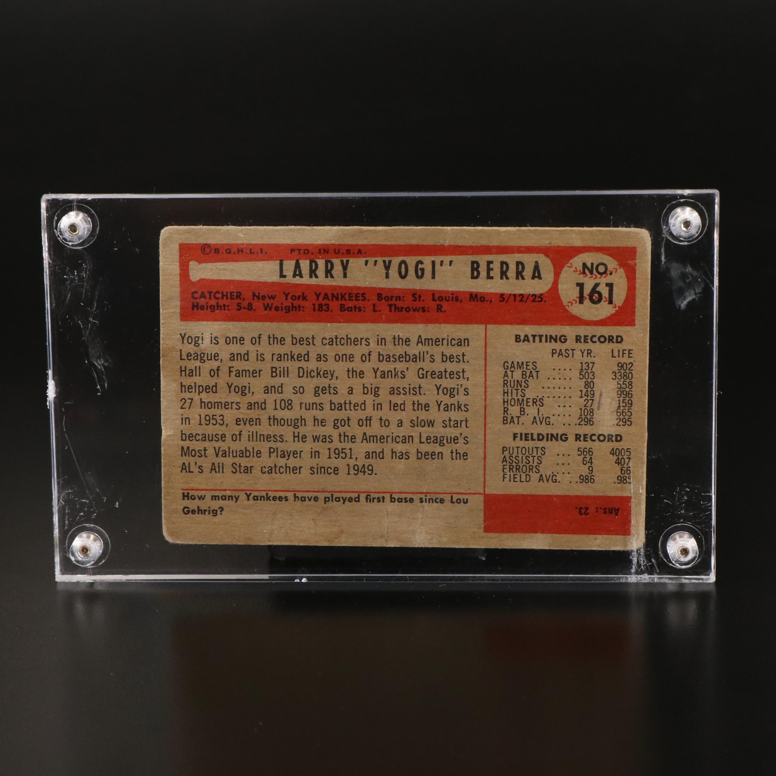 1954 Bowman Yogi Berra New York Yankees Baseball Card