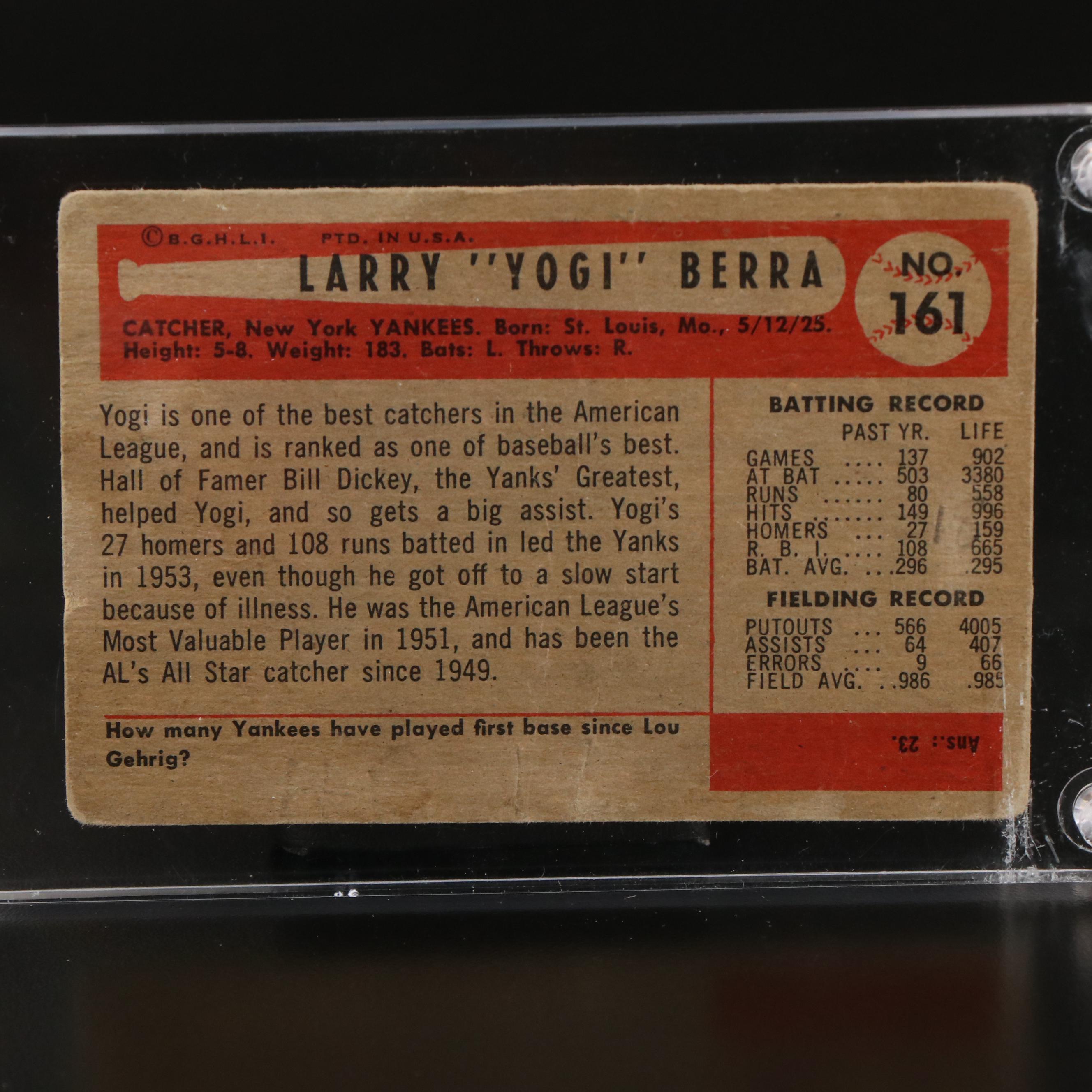 1954 Bowman Yogi Berra New York Yankees Baseball Card