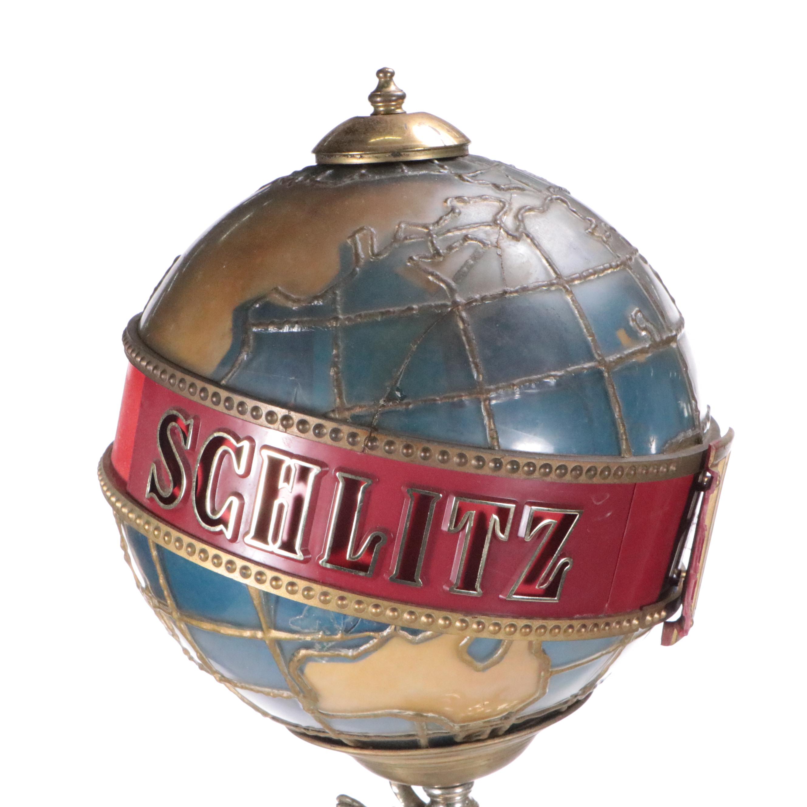 Schlitz Beer Woman Holding Globe Advertising Statue Lamp, 1976