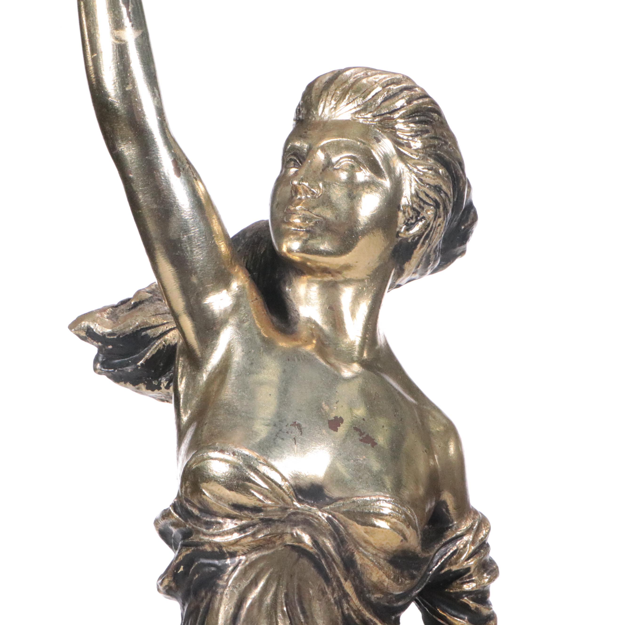 Schlitz Beer Woman Holding Globe Advertising Statue Lamp, 1976